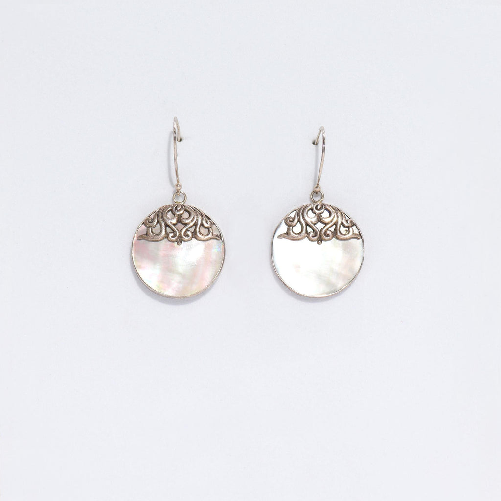 Shell & Silver Earrings Classic Disc Design for Everyday Style