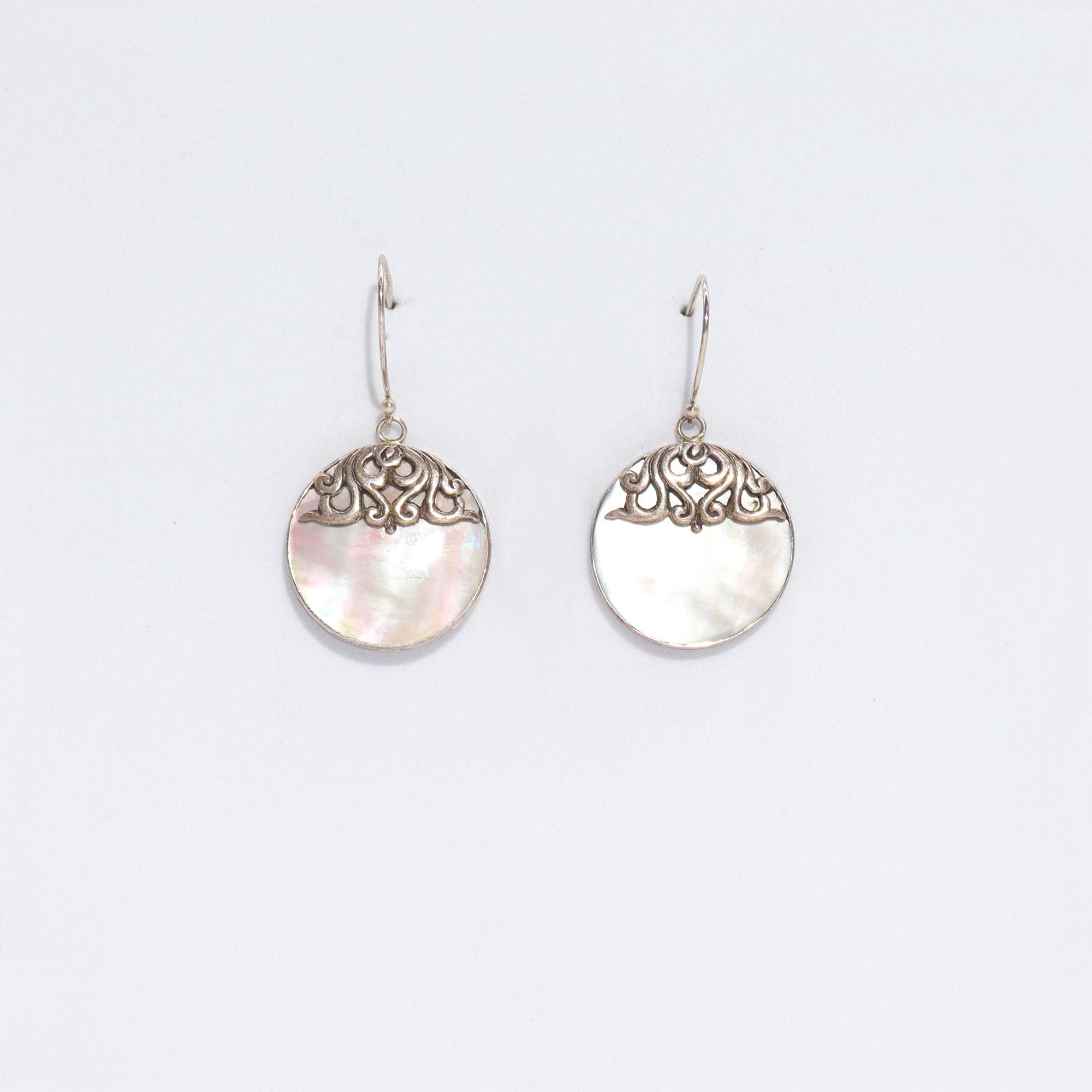 Shell & Silver Earrings Classic Disc Design for Everyday Style