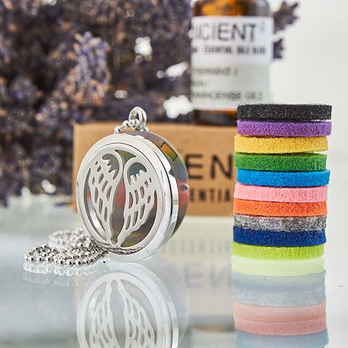 Aromatherapy Diffuser Necklace with Angel Wings Design 30mm Size