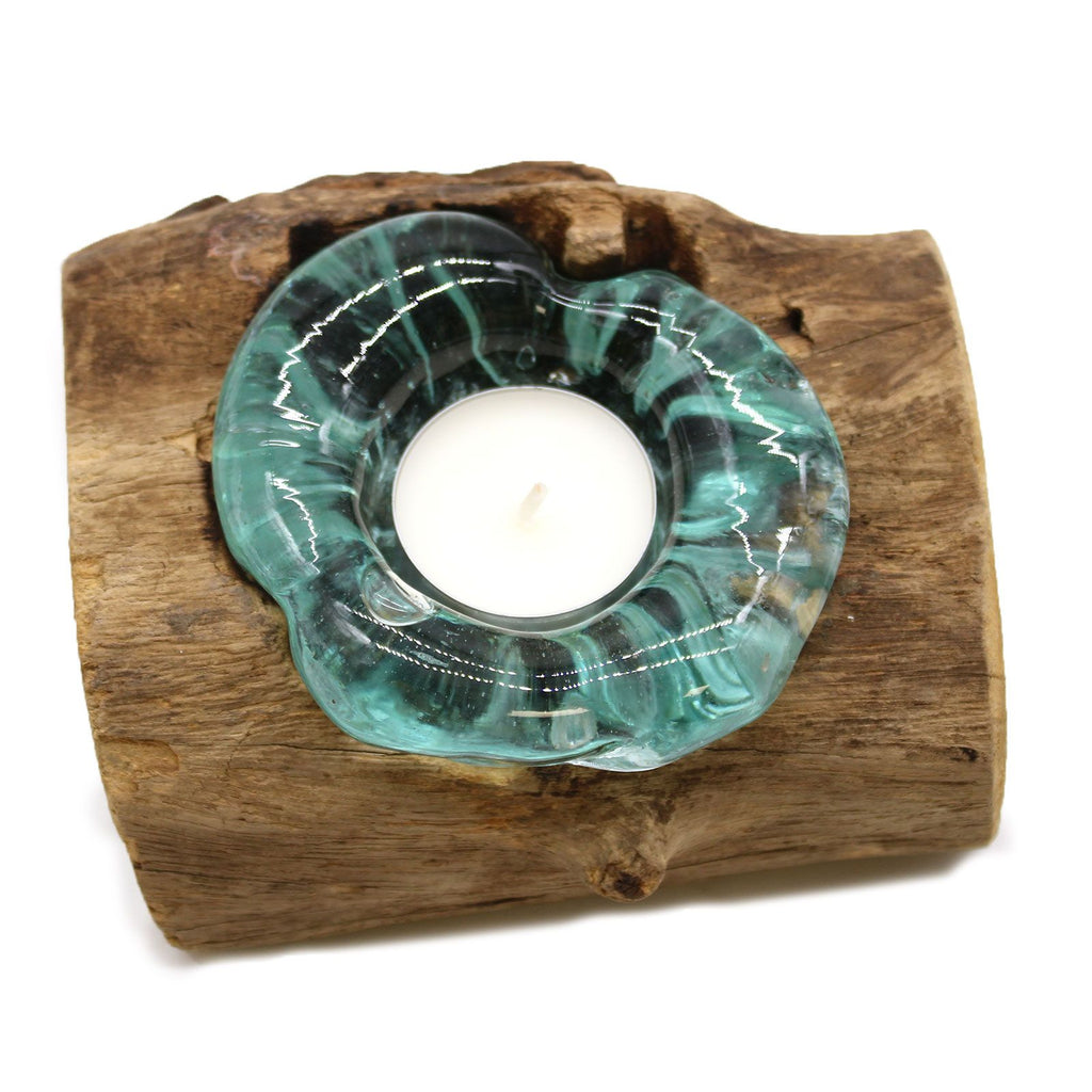 Molton Glass Candle Holder on Wood for Elegant Home Decor Style