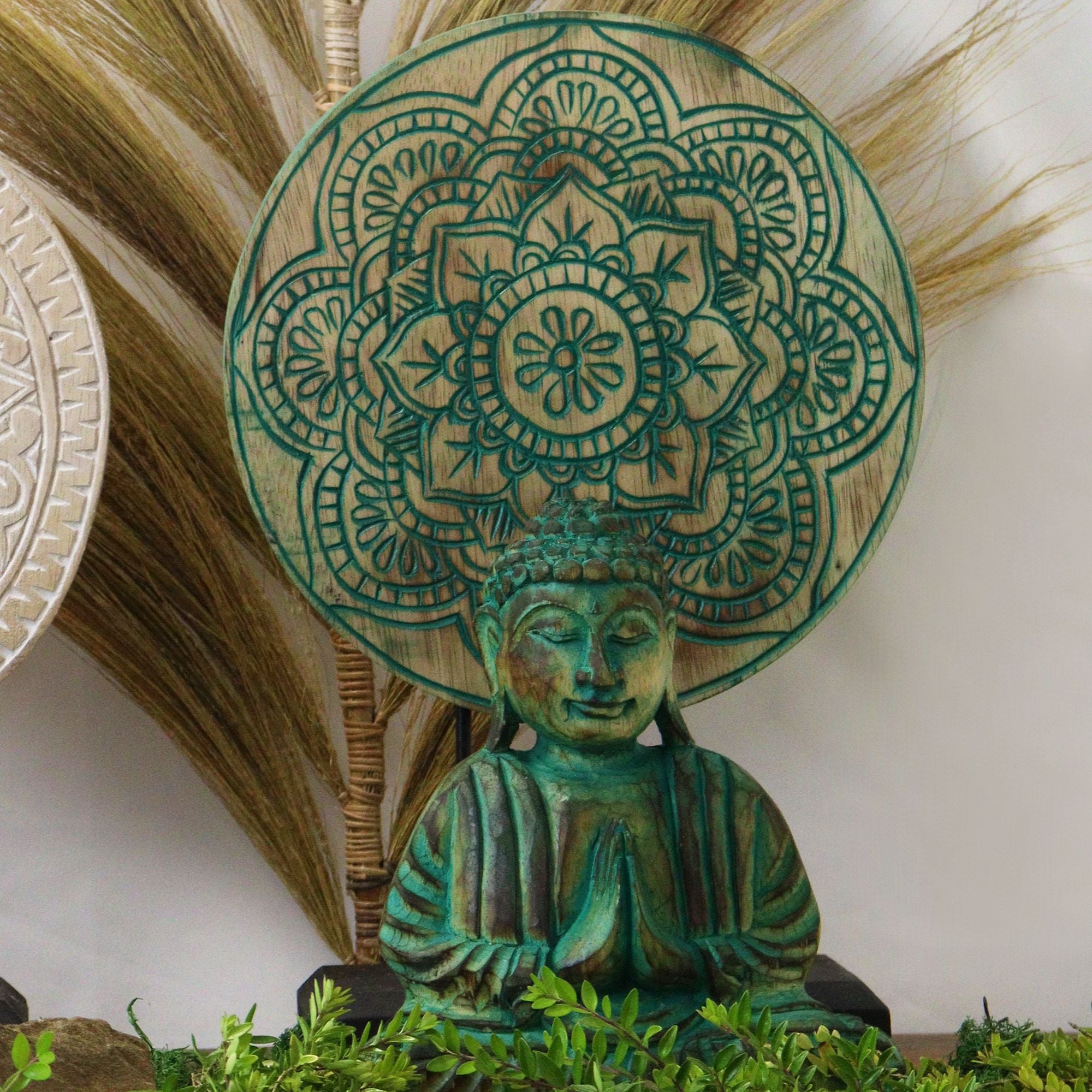 Buddha Feng Shui Set with Green Buddha Knot for Harmony and Peace