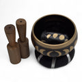 Moon Phase Singing Bowl Set in Black with Wooden Striker Included