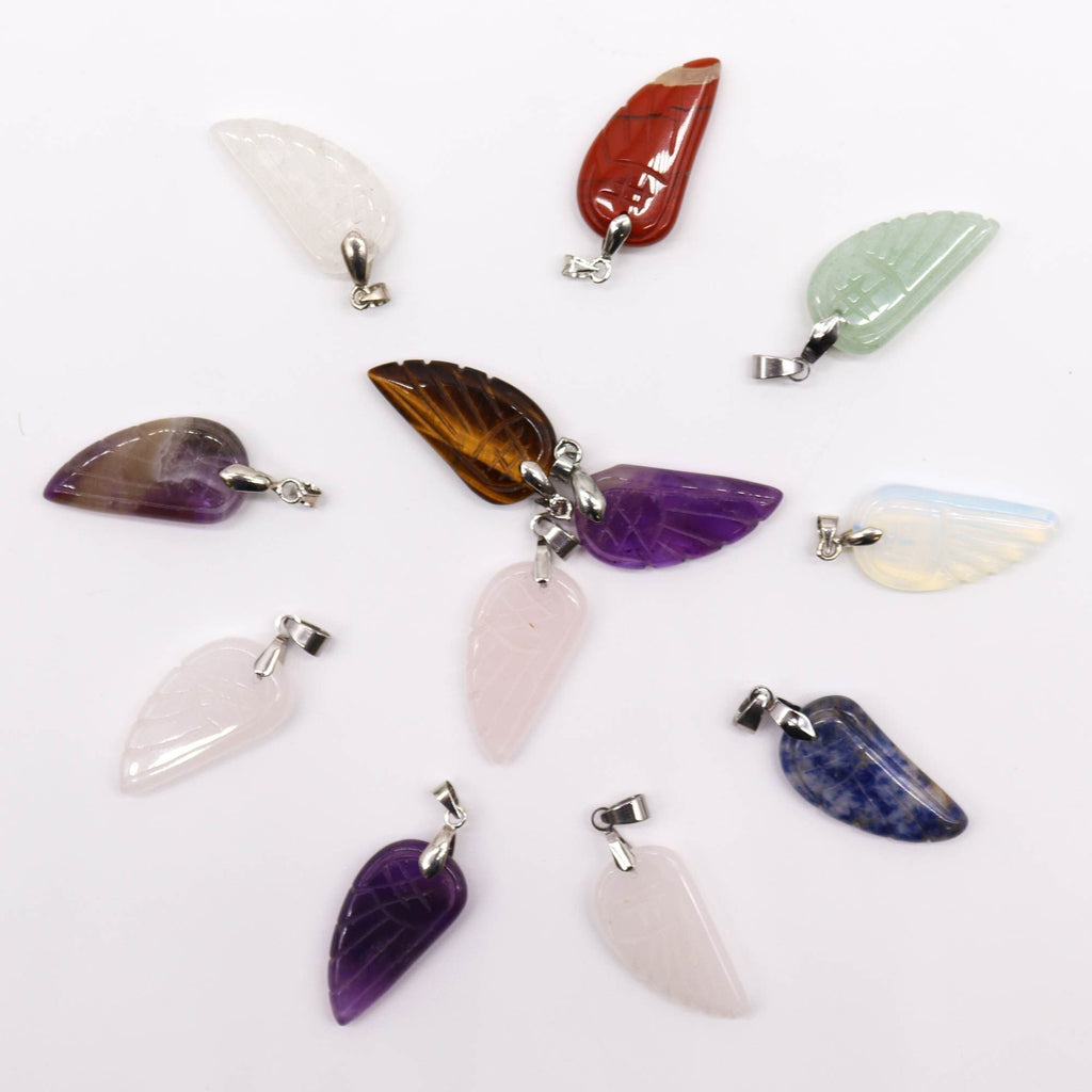 Gemstone Angel Wings Pendants Assorted Set of 12 Pieces