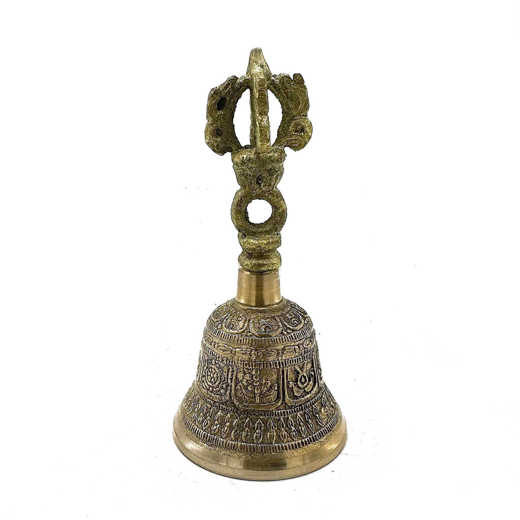 Medium Tibetan Tingsha Bell with Intricate Symbol Design