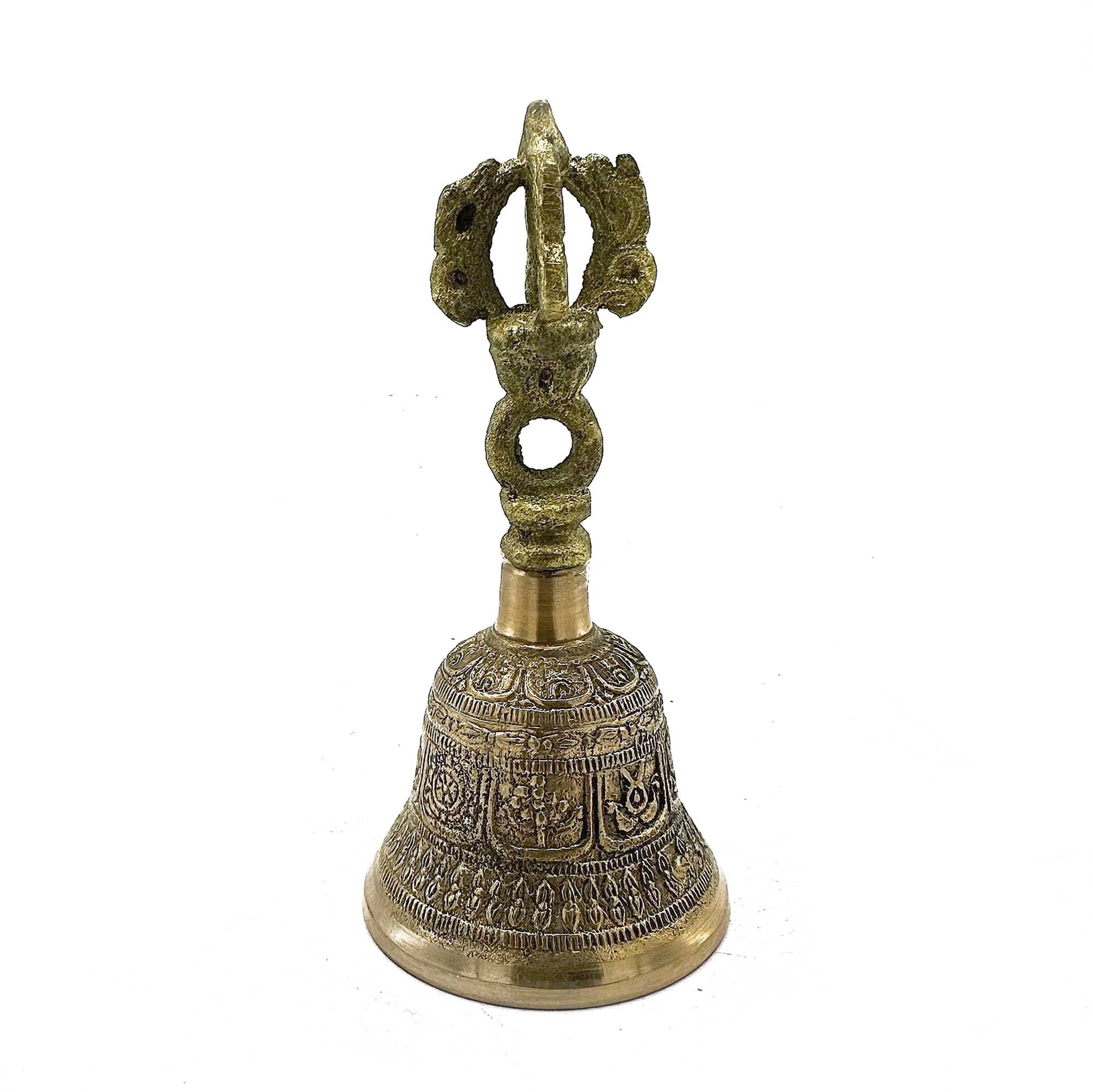 Medium Tibetan Tingsha Bell with Intricate Symbol Design