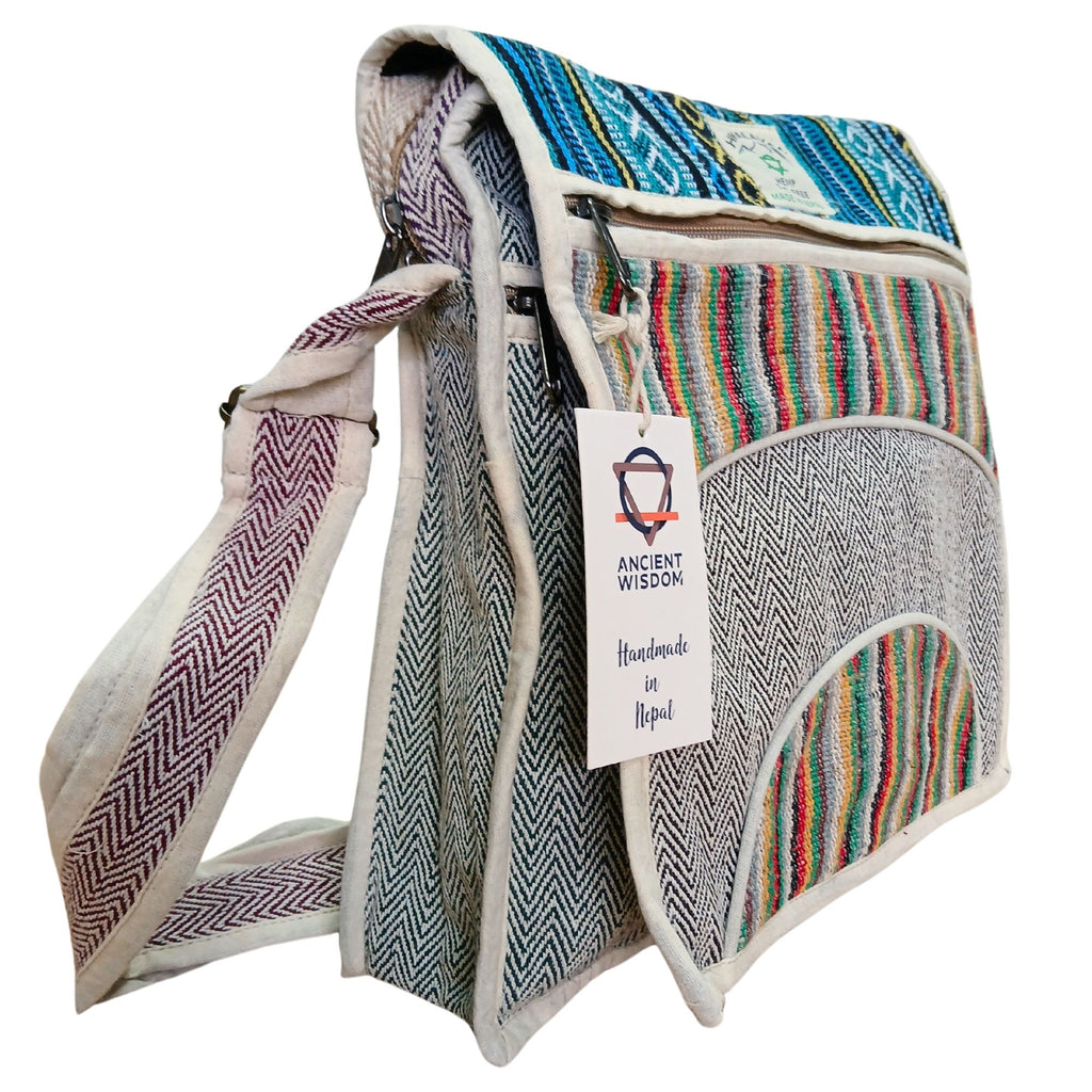Hemp Laptop Messenger Bag with Curves Design for Everyday Use