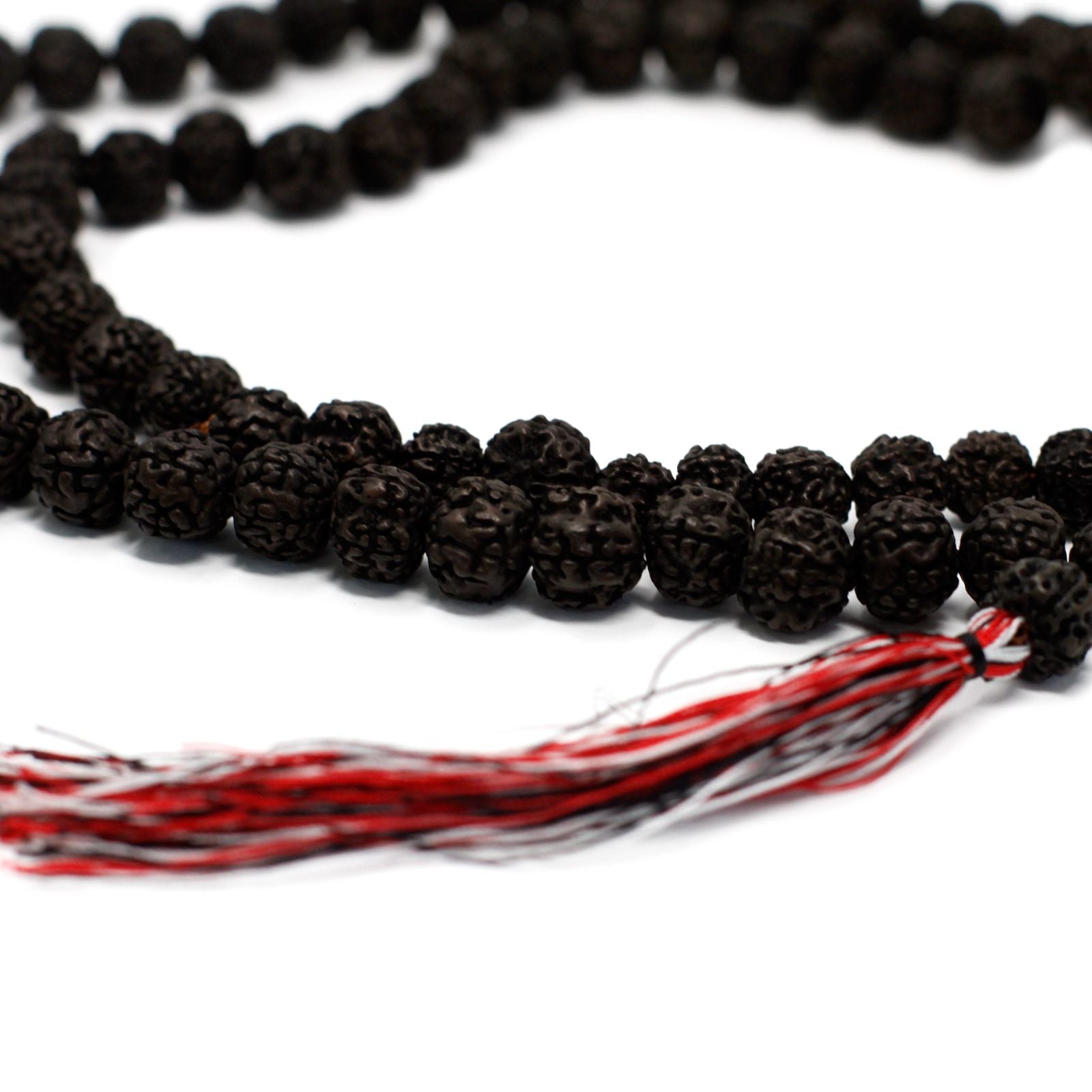 108 Rudraksha Mala Dark with Chunky Tassel for Spiritual Practices