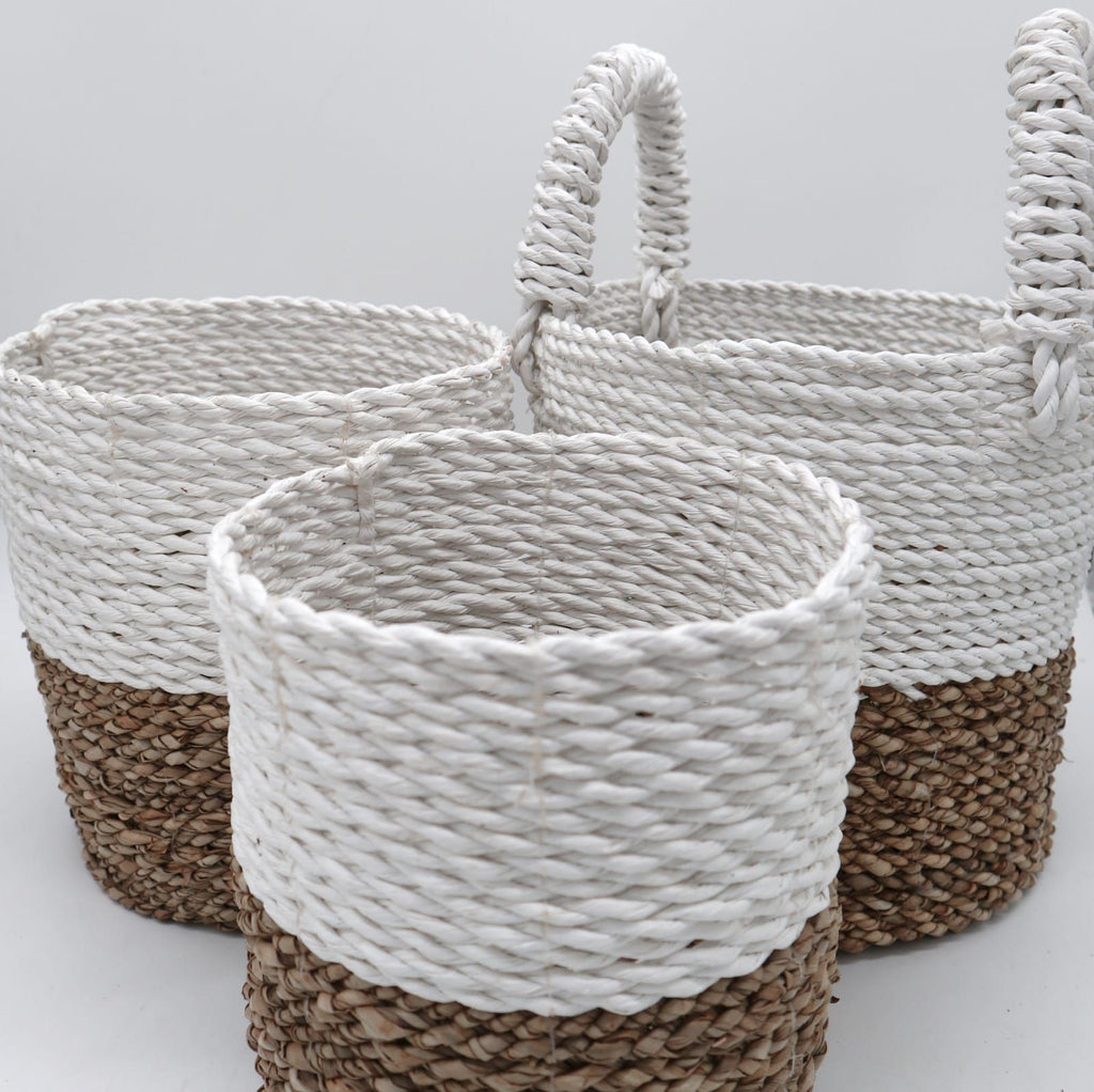 Seagrass Basket Set Natural White for Stylish Storage Solutions