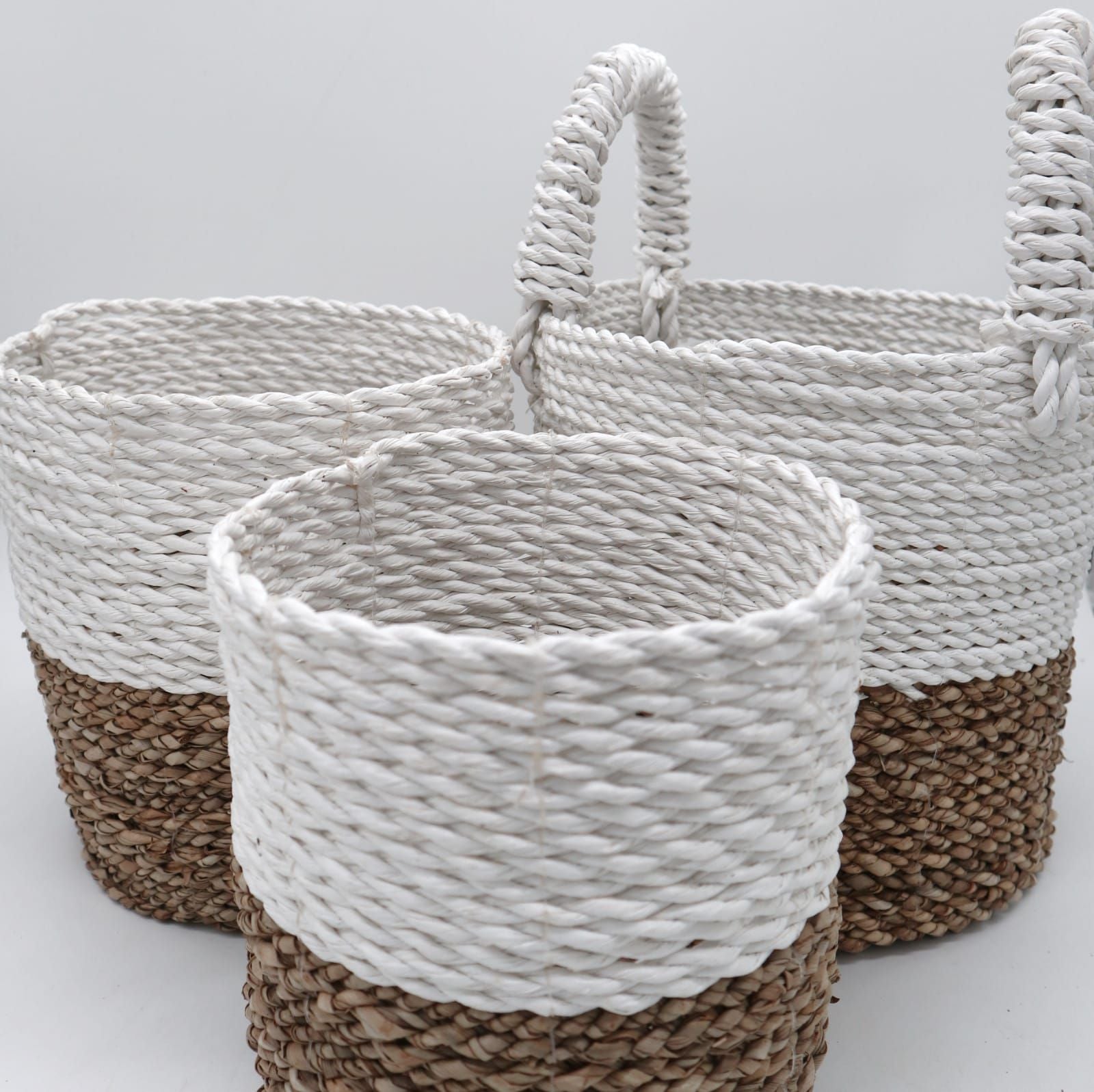 Seagrass Basket Set Natural White for Stylish Storage Solutions