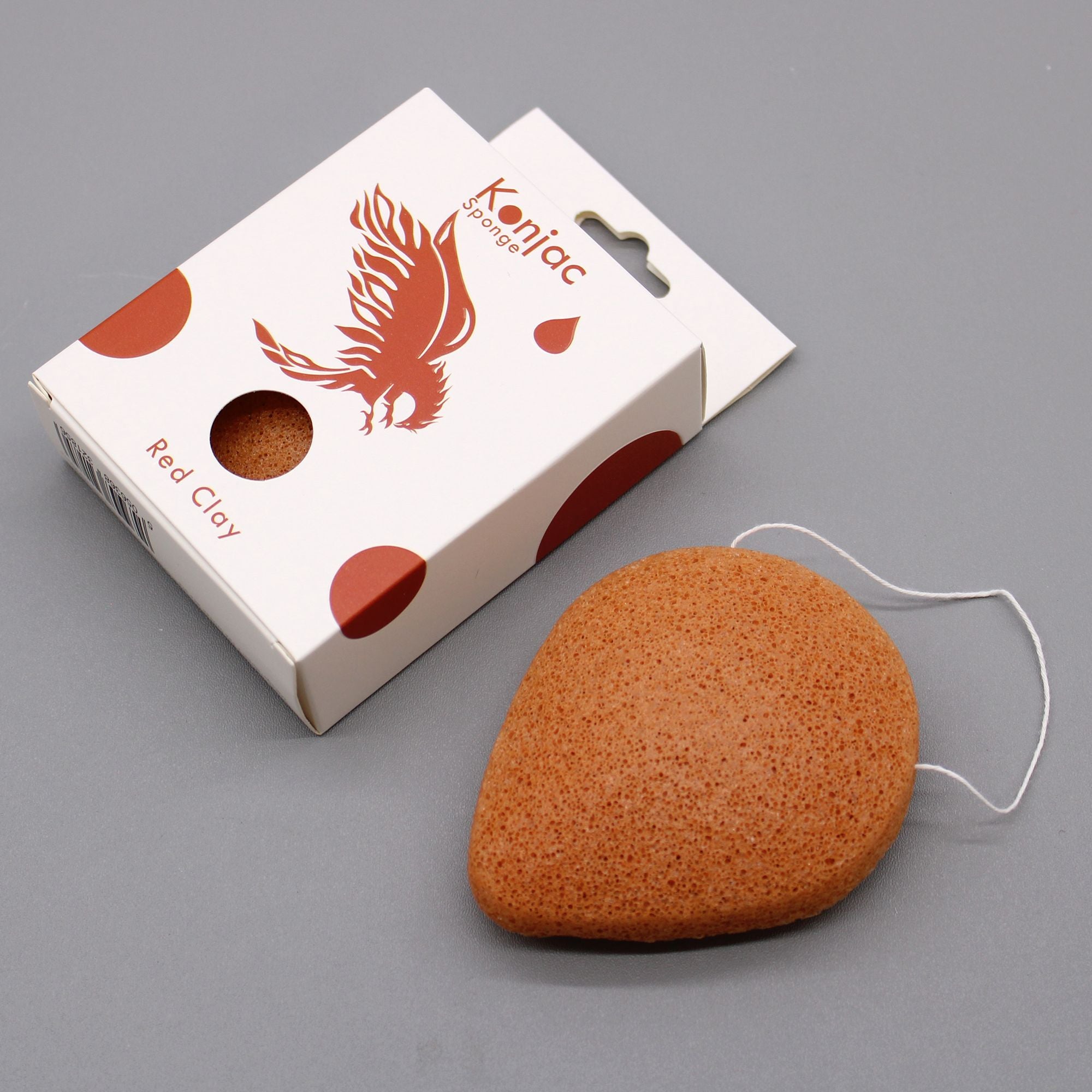 Teardrop Konjac Sponge with Red Clay for Gentle Exfoliation