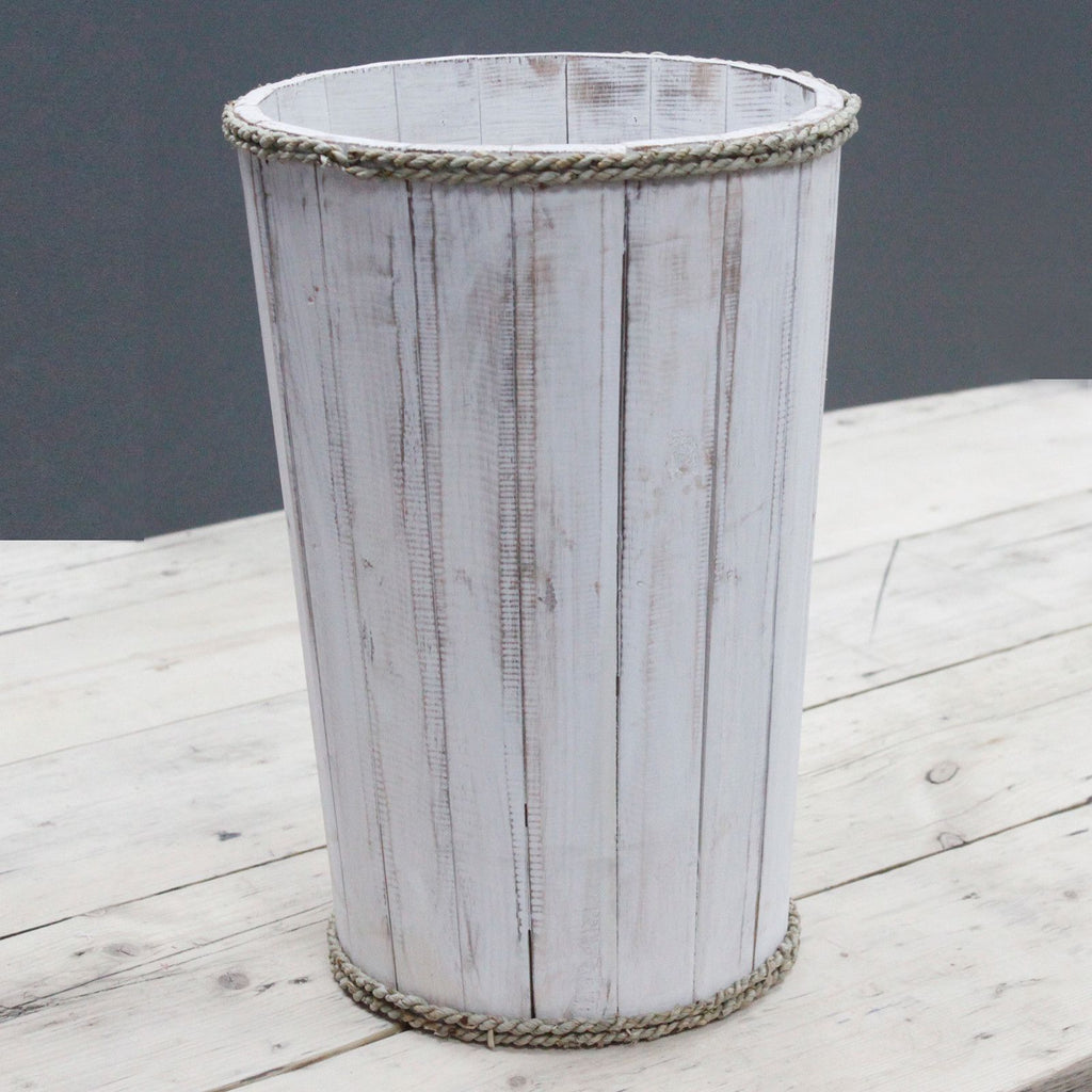 Large Wooden Storage Tub in Whitewash for Home Organisation