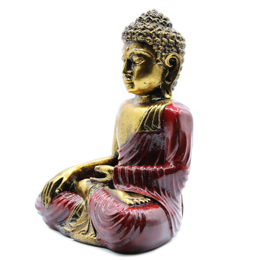Large Hand Painted Red and Gold Buddha Statue for Home Decor