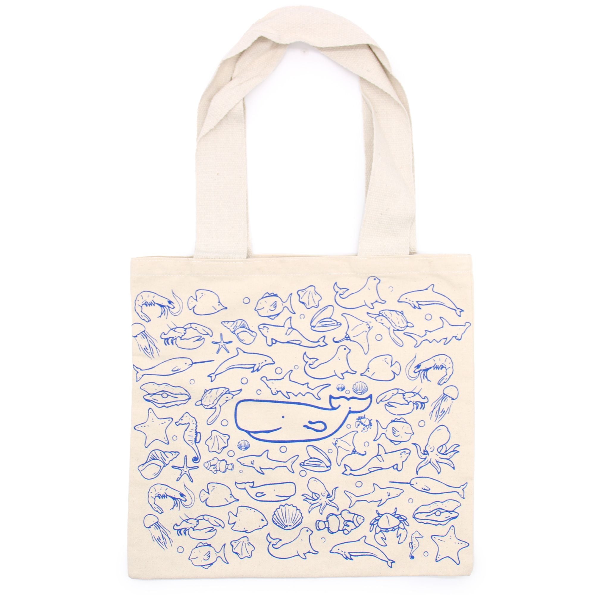 Big Cotton Tote Shopping Bag 38x42cm Sea Life Eco Friendly Design
