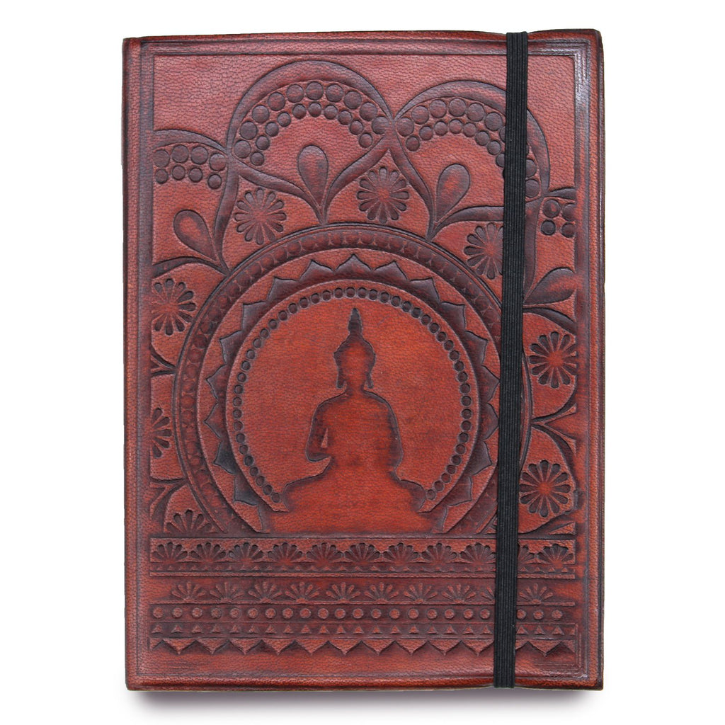 Small Notebook with Strap Featuring Tibetan Mandala Design