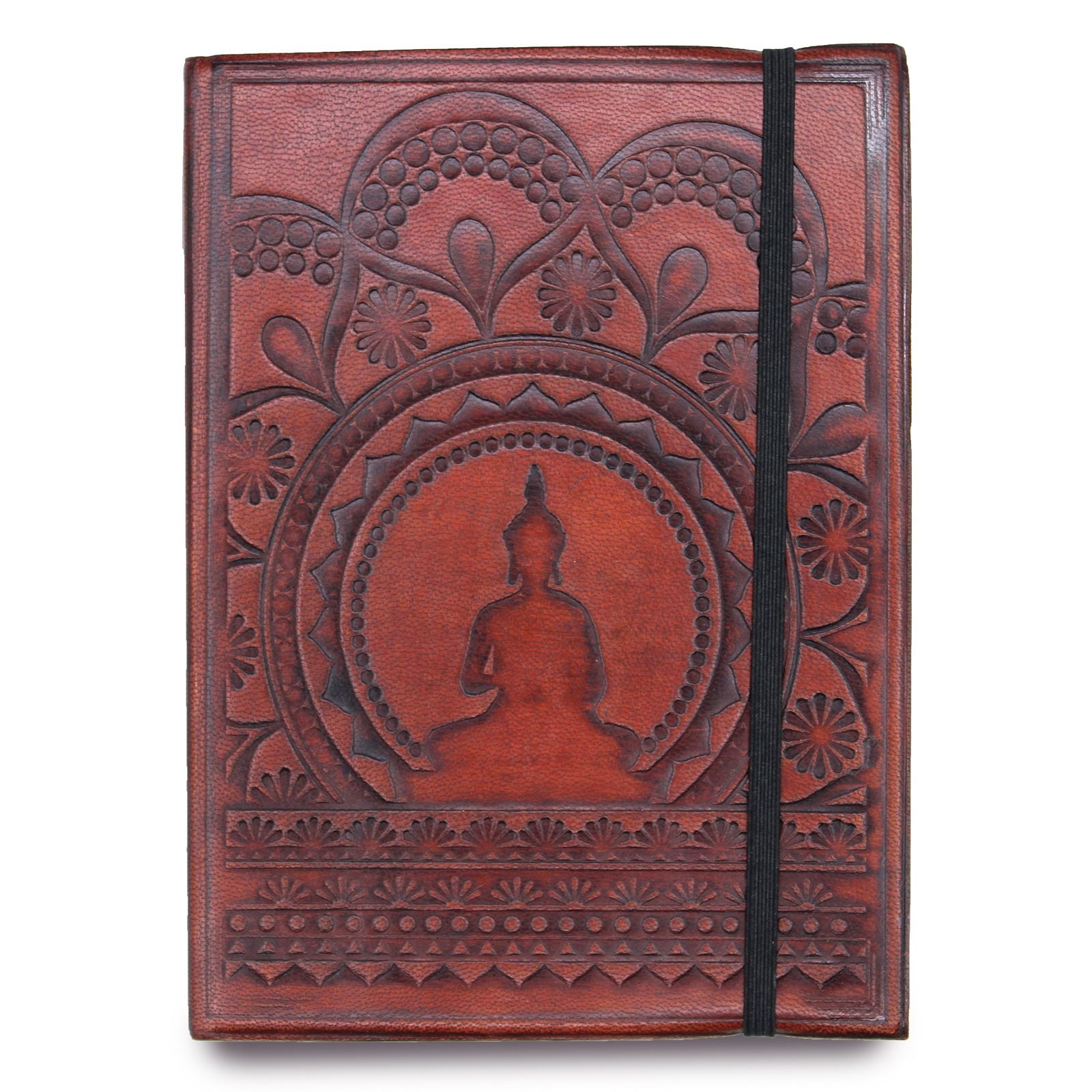 Small Notebook with Strap Featuring Tibetan Mandala Design
