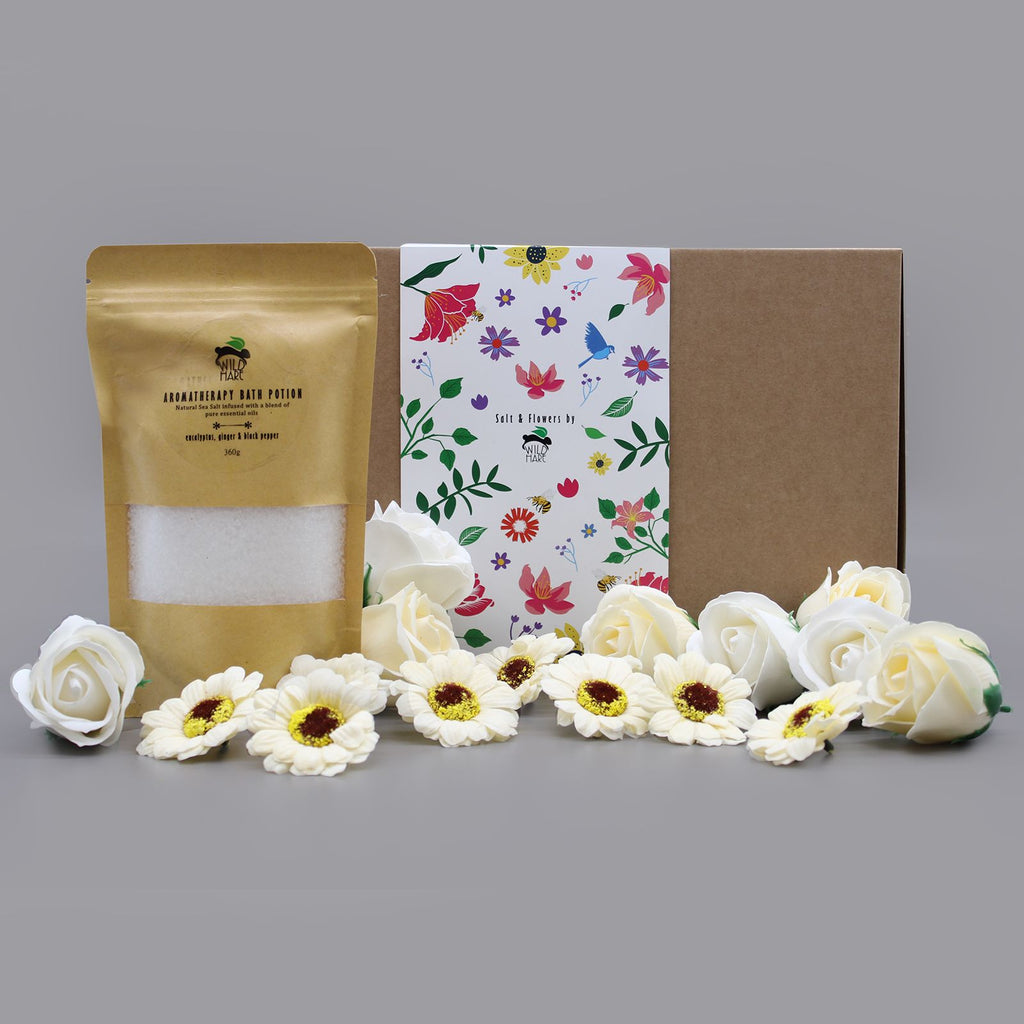 Salt Soak Set Cold and Flu with Eucalyptus and Ginger Bath Salt