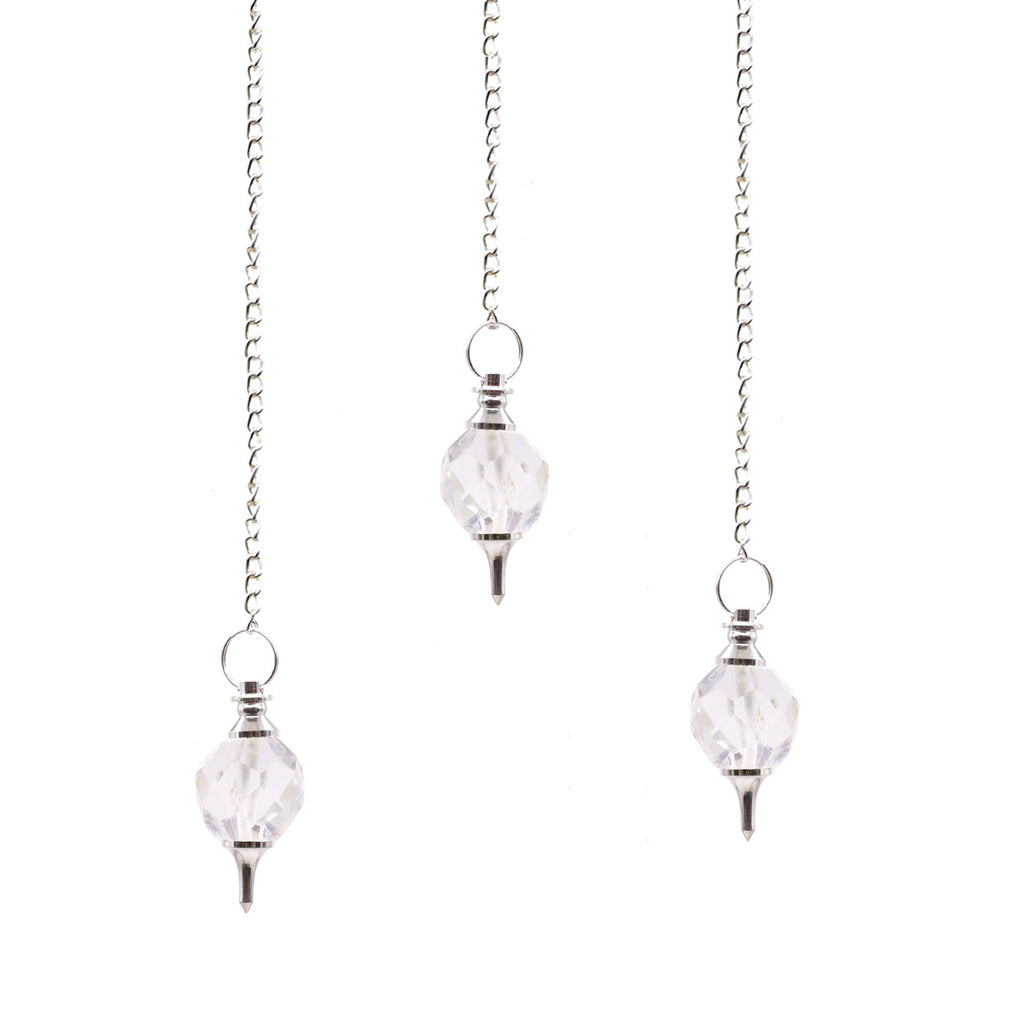 Faceted Gemstone Pendulum Rock Quartz for Dowsing and Energy Work