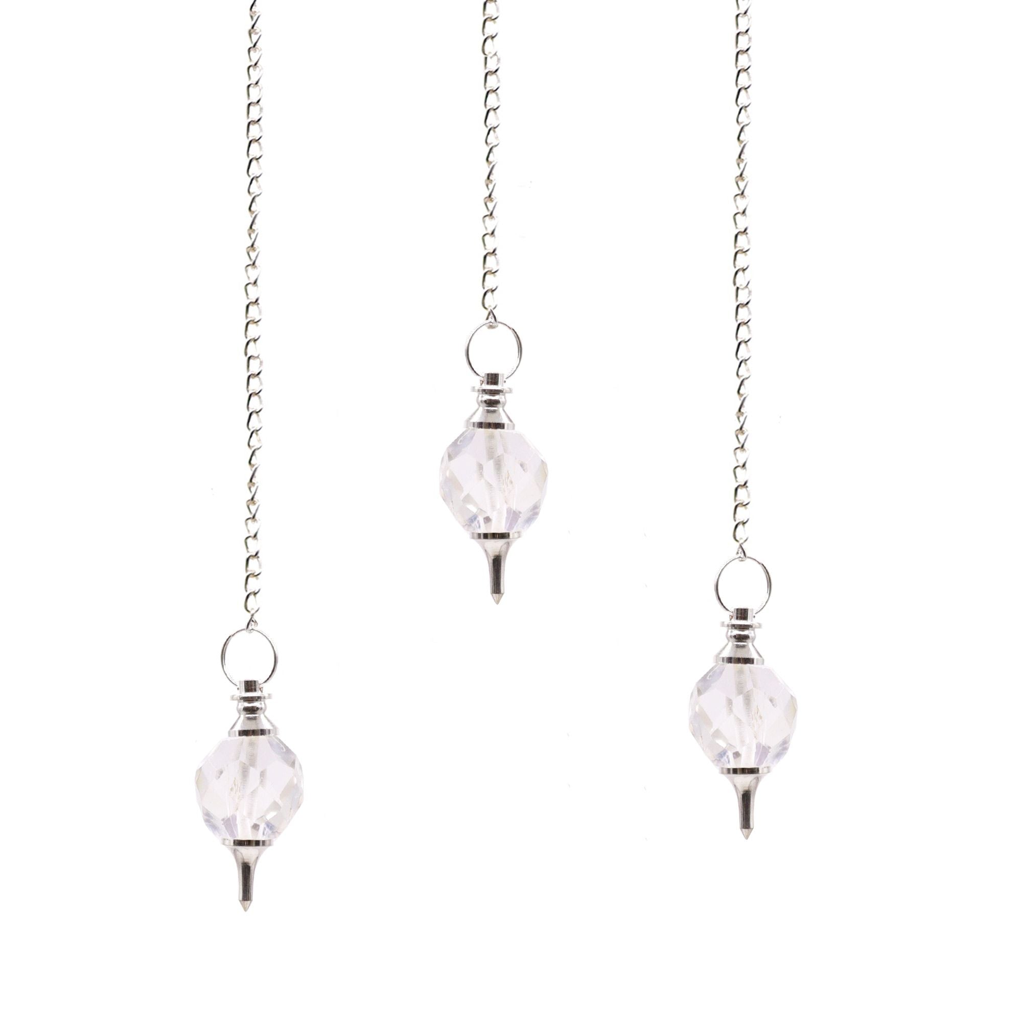 Faceted Gemstone Pendulum Rock Quartz for Dowsing and Energy Work