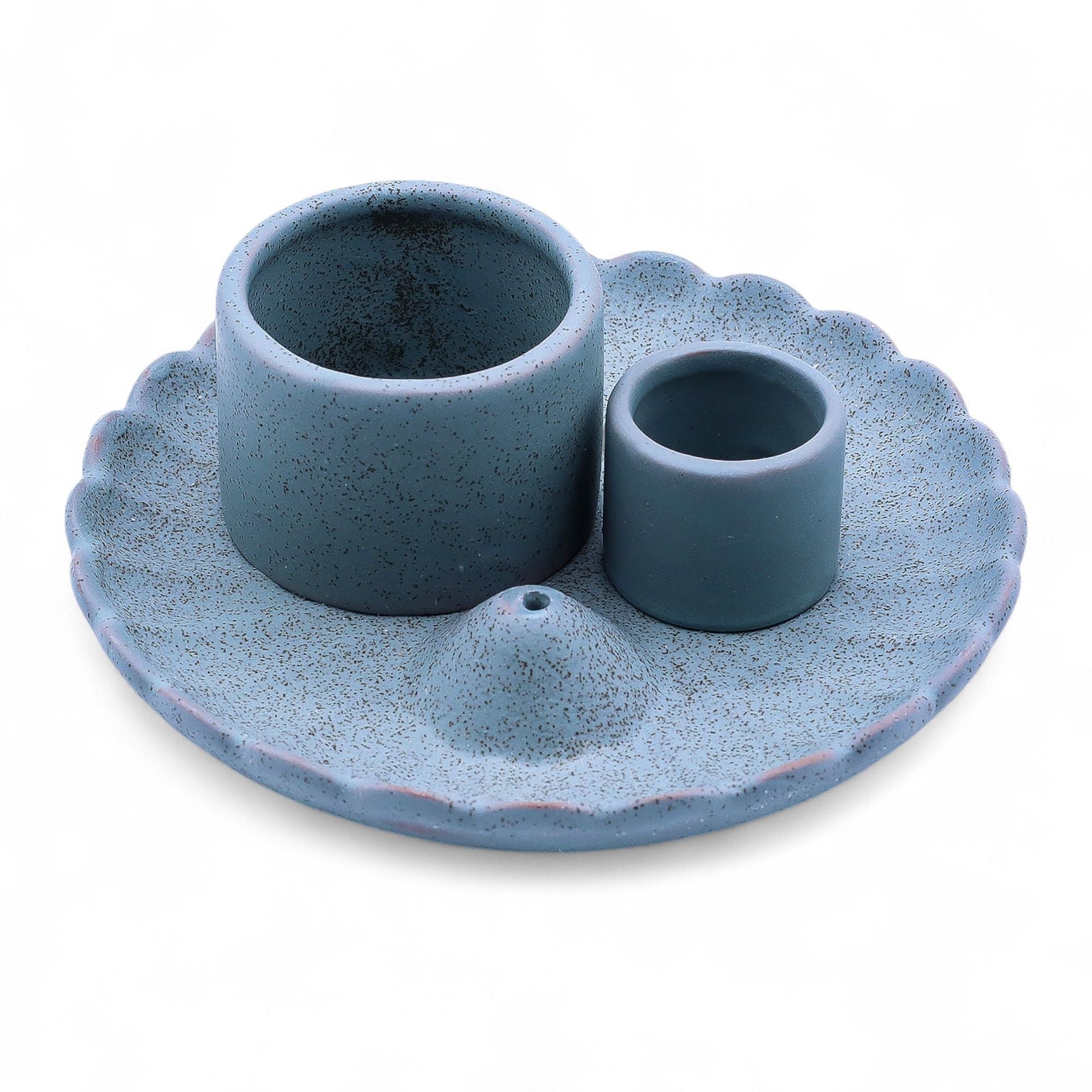 Palo Santo Stick and Smudge Holder with Lotus Flower Blue Design