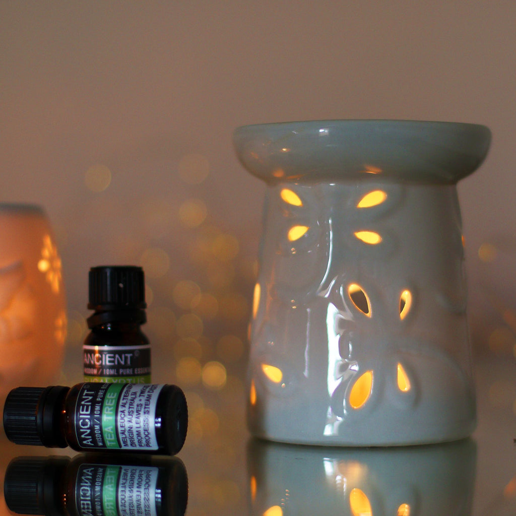 Classic White Dragonfly Oil Burner for Home Fragrance Decor
