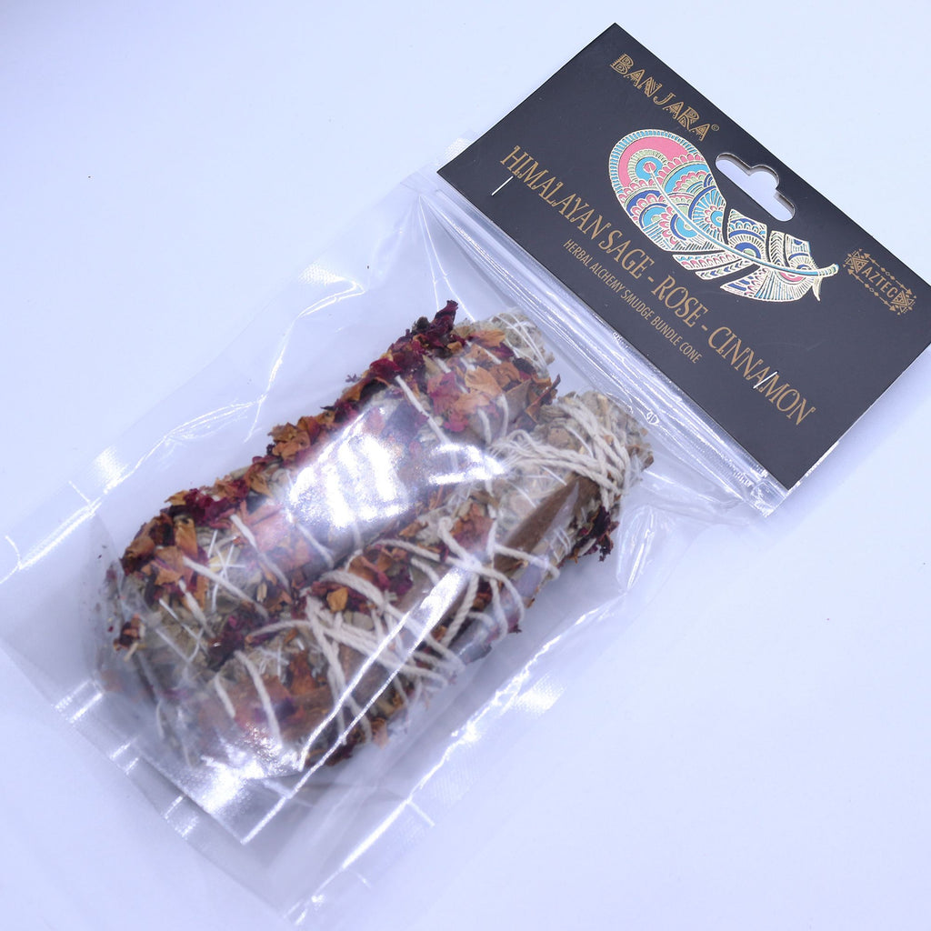 Banjara Smudge Bundle with Himalayan Sage, Rose and Cinnamon Sticks