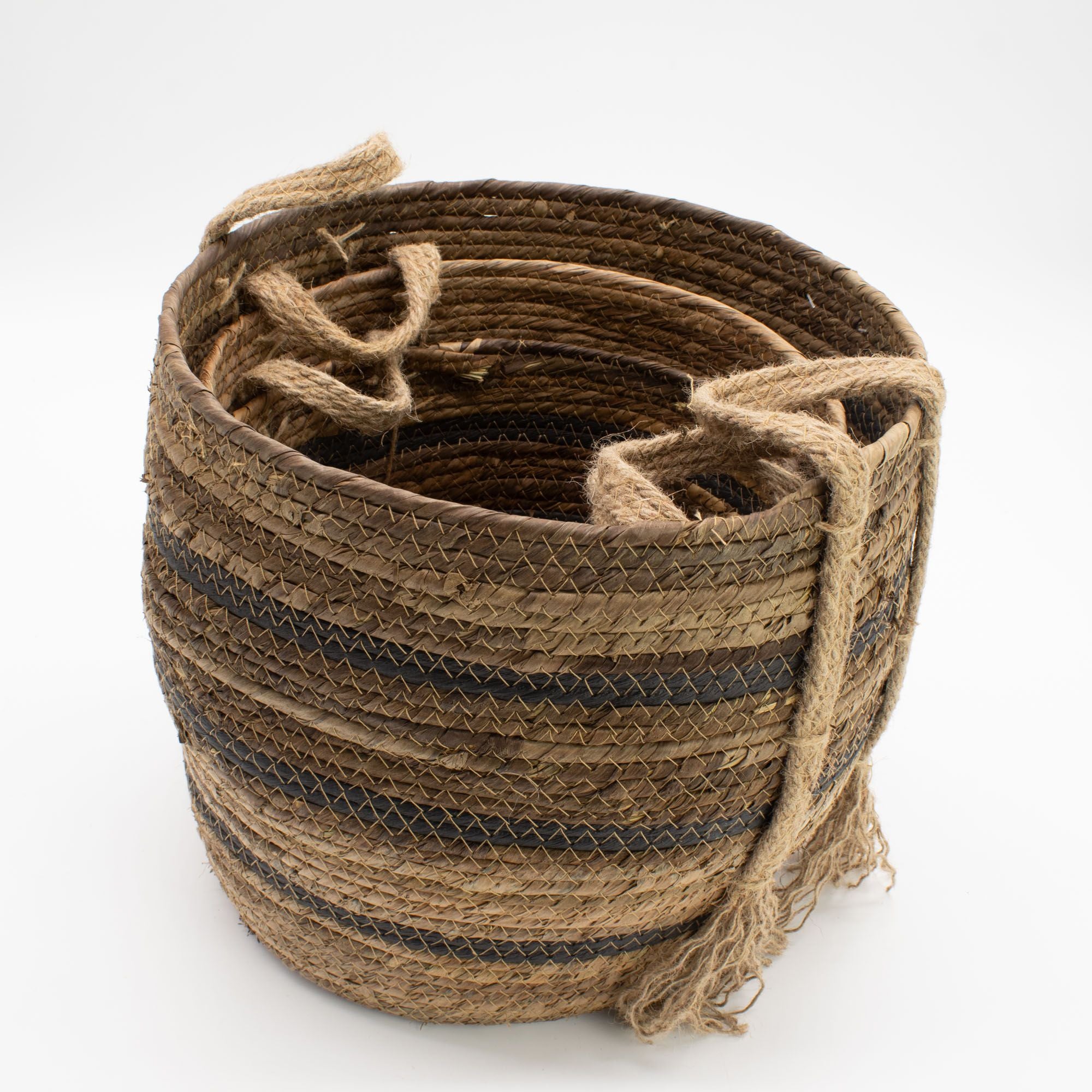 Bananna Leaf & Seagrass Large Baskets Natural Browns Set of 3