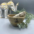 Wooden Smudge Bowl with Buddha Design for Ritual Offerings