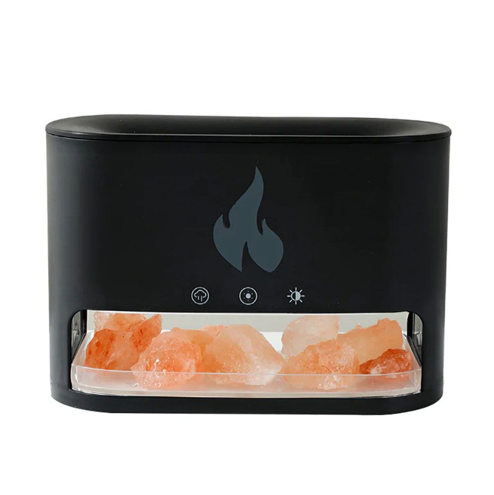 White Blaze Aroma Diffuser with Himalayan Salt Chamber Flame Effect