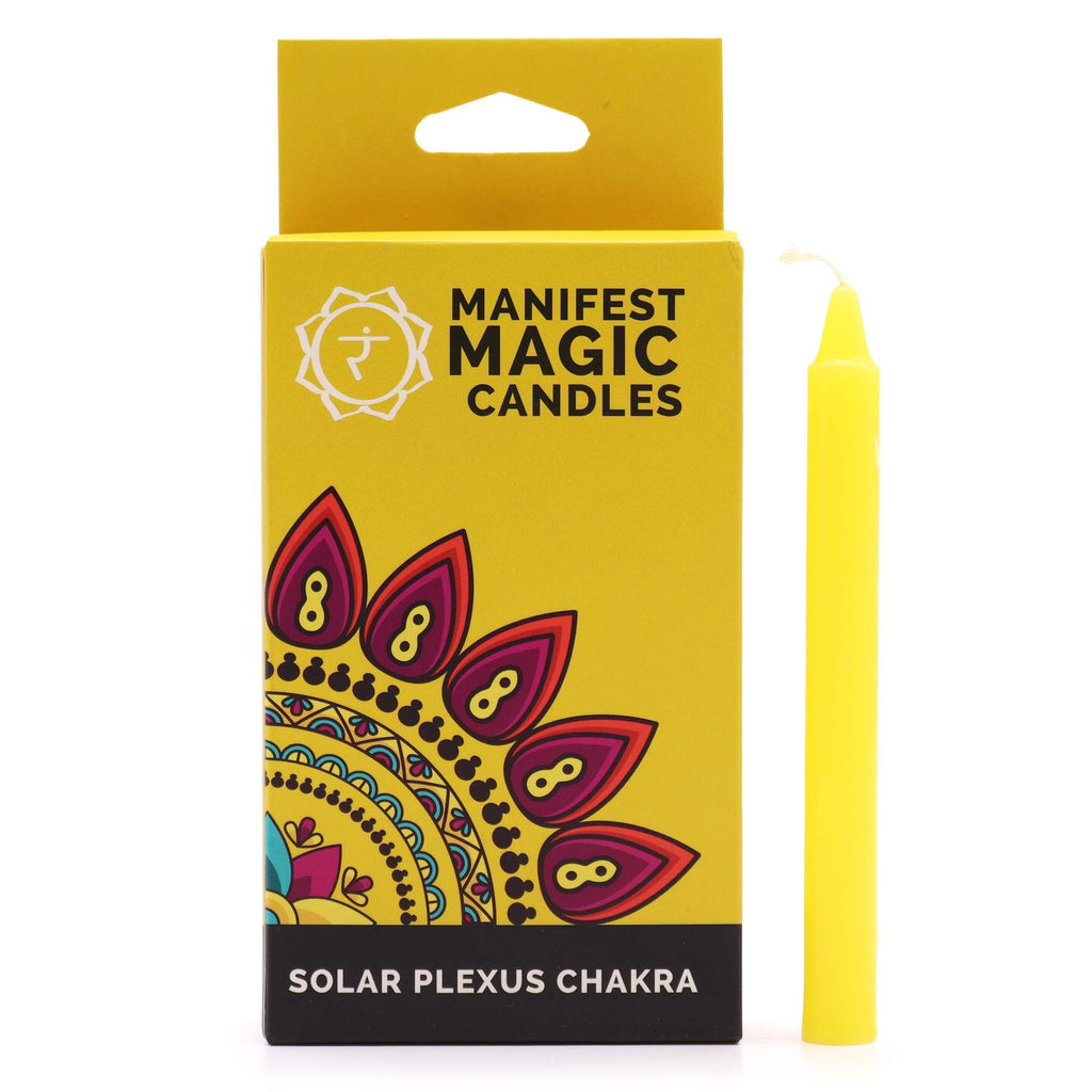 Manifest Magic Candles Pack of 12 in Vibrant Yellow for Energy