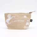 Hop Hare Pouch I am Brave with Rustic Charm and Zipper Closure