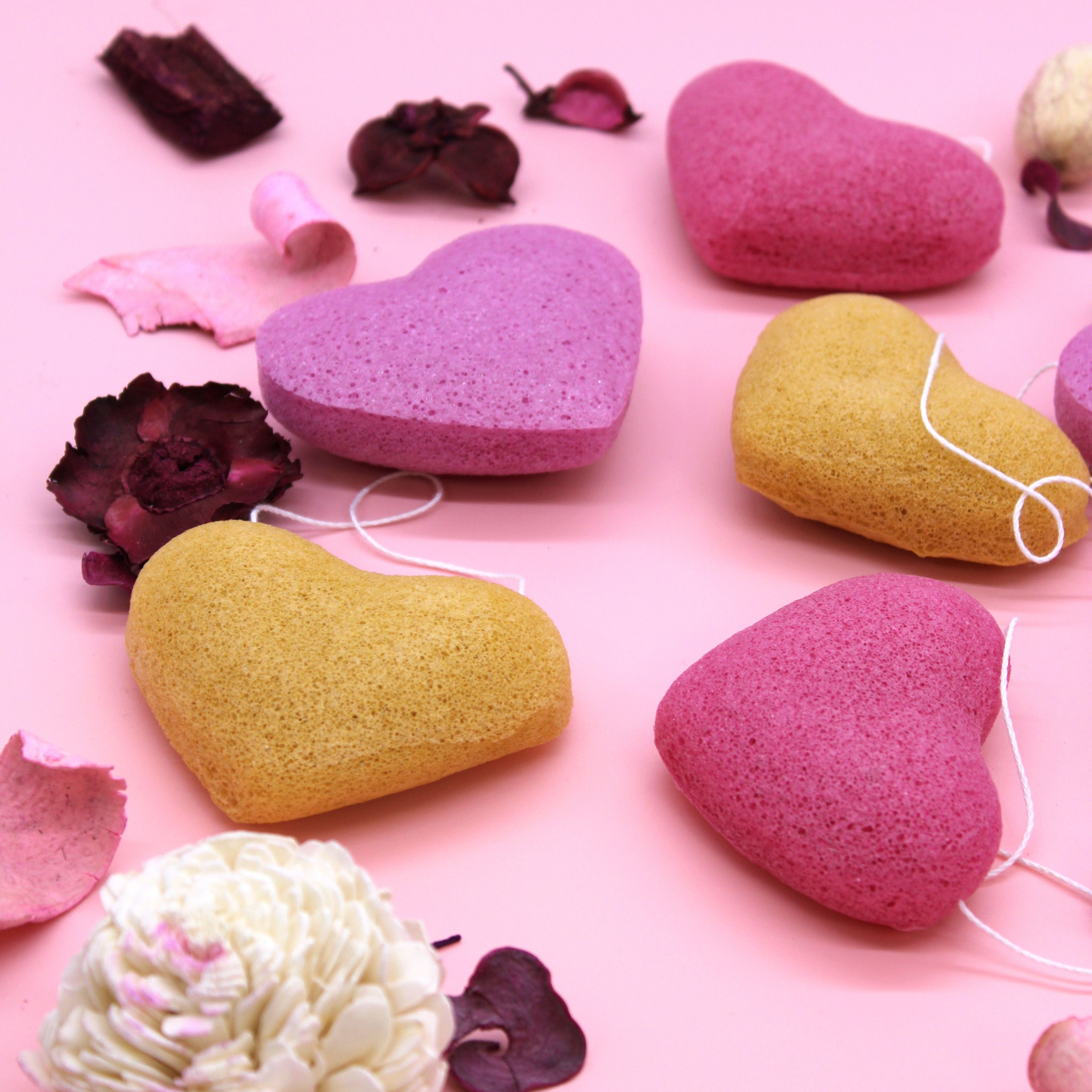 Konjac Heart Sponge Peach for Gentle Cleansing and Skin Care
