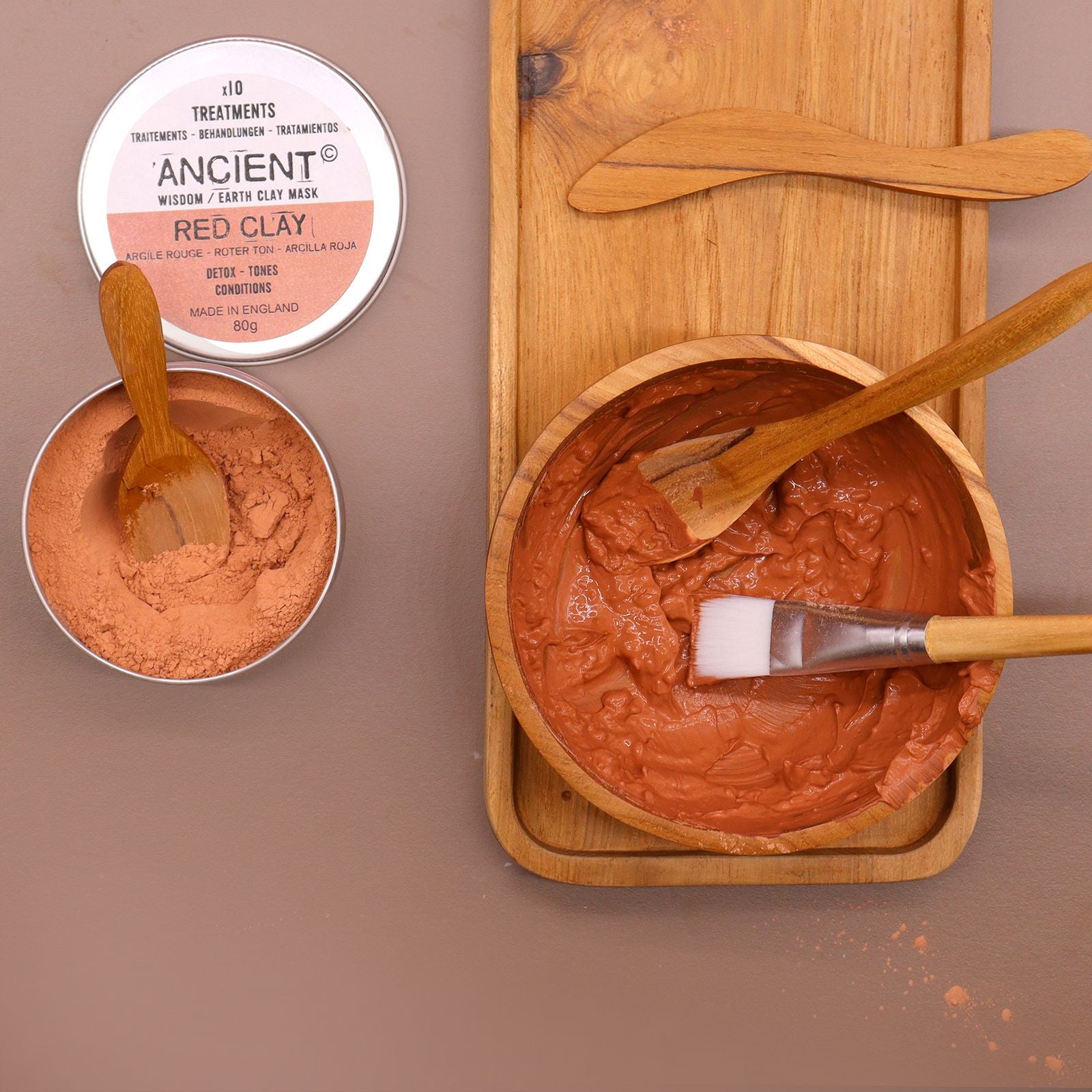 Spa Clay Wax Application Set with Teak Wood Finish for Home Use