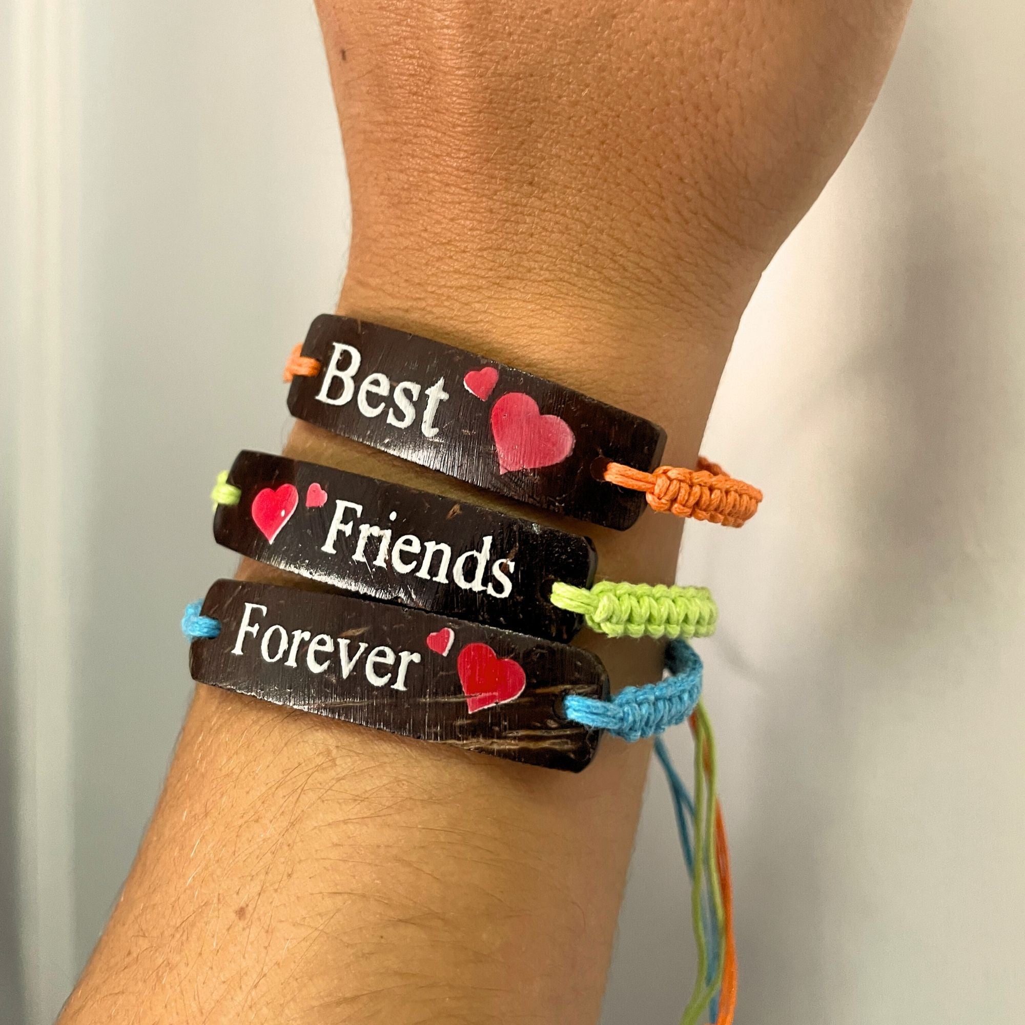 Handmade Friendship Bracelets with Friends Coconut Print Design