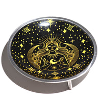 Triple Leg Enamelled Offering Plate - Gold Goddess on Black