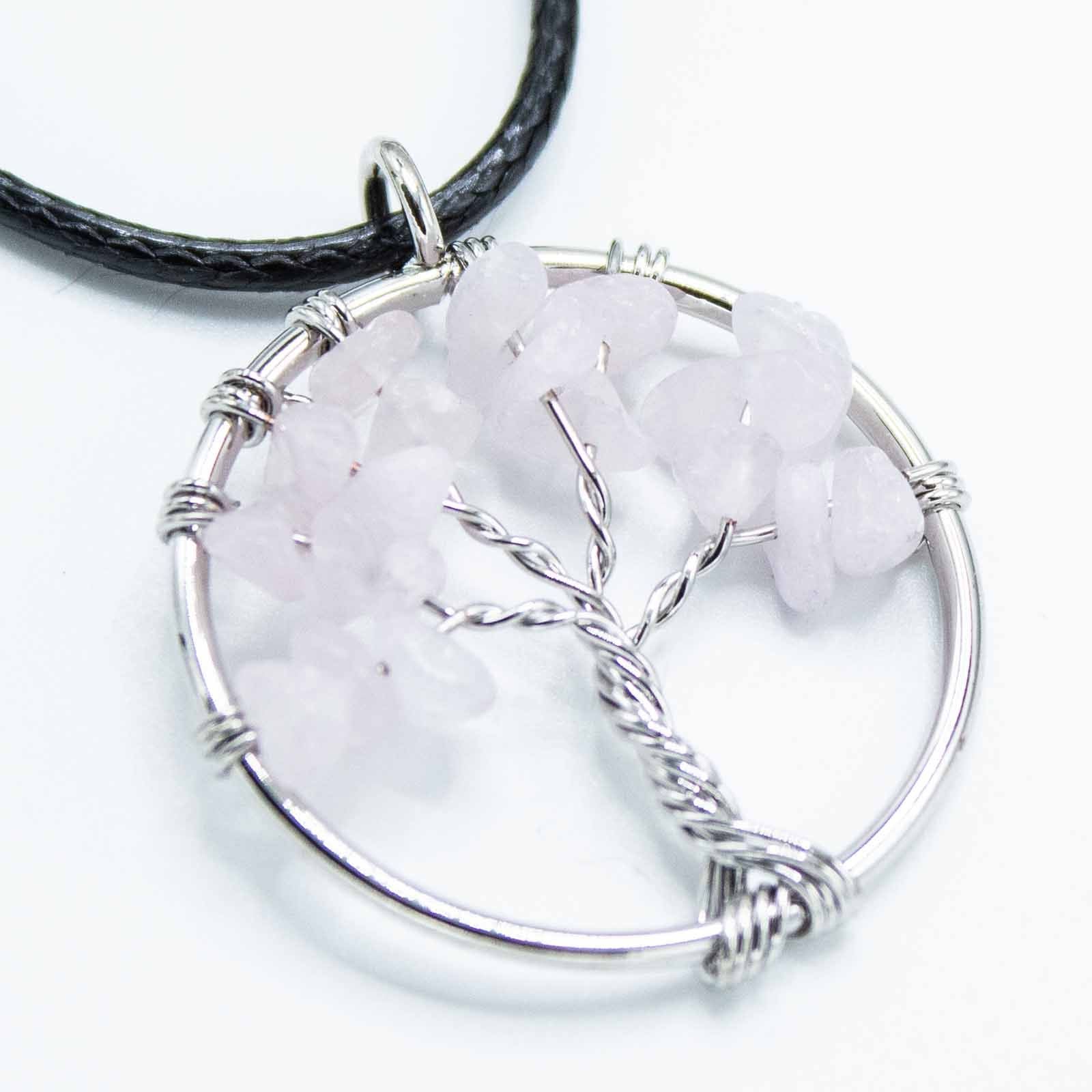Tree of Life Pendant in Rose Quartz with Elegant Design
