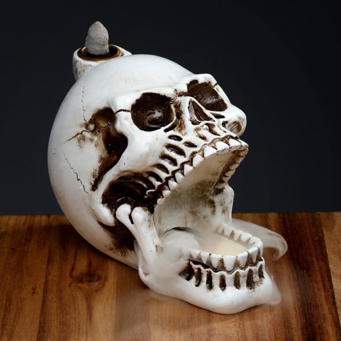 Skull with Open Mouth Backflow Incense Burner for Unique Decor
