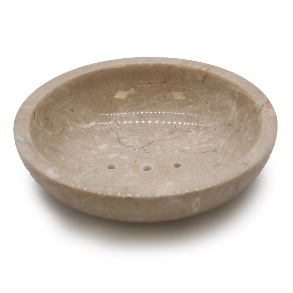 Elegant Round Honey Marble Soap Dish for Stylish Bathroom Decor