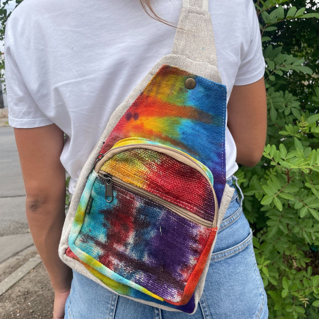Tiedye Hemp Sling Shoulder Bag with Bohemian Style Design