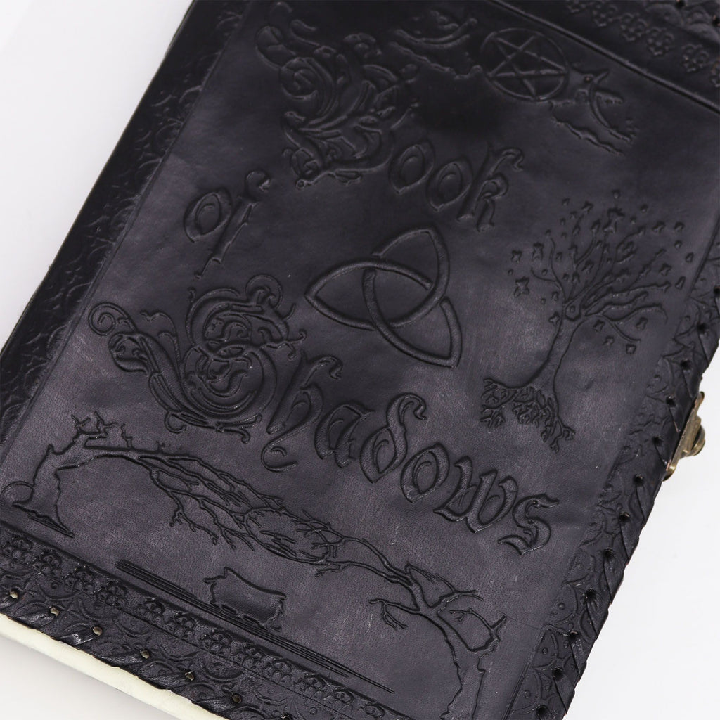 Large Book of Shadows Black Leather Notebook with 200 Pages