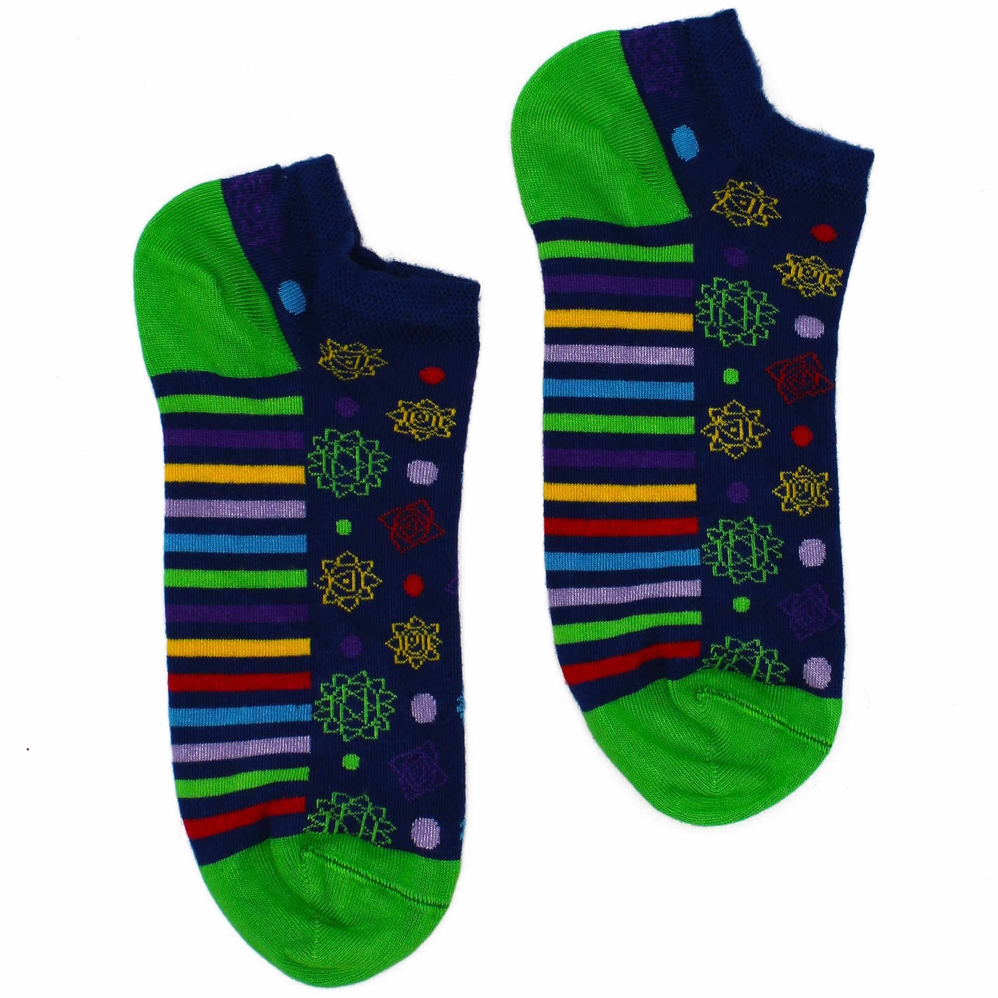 S/M Hop Hare Bamboo Low Cut Socks 7 Chakra Design for Comfort
