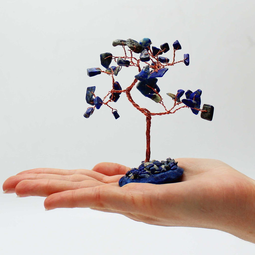 Sodalite Gemstone Tree on Blue Agate Base Unique Décor Piece