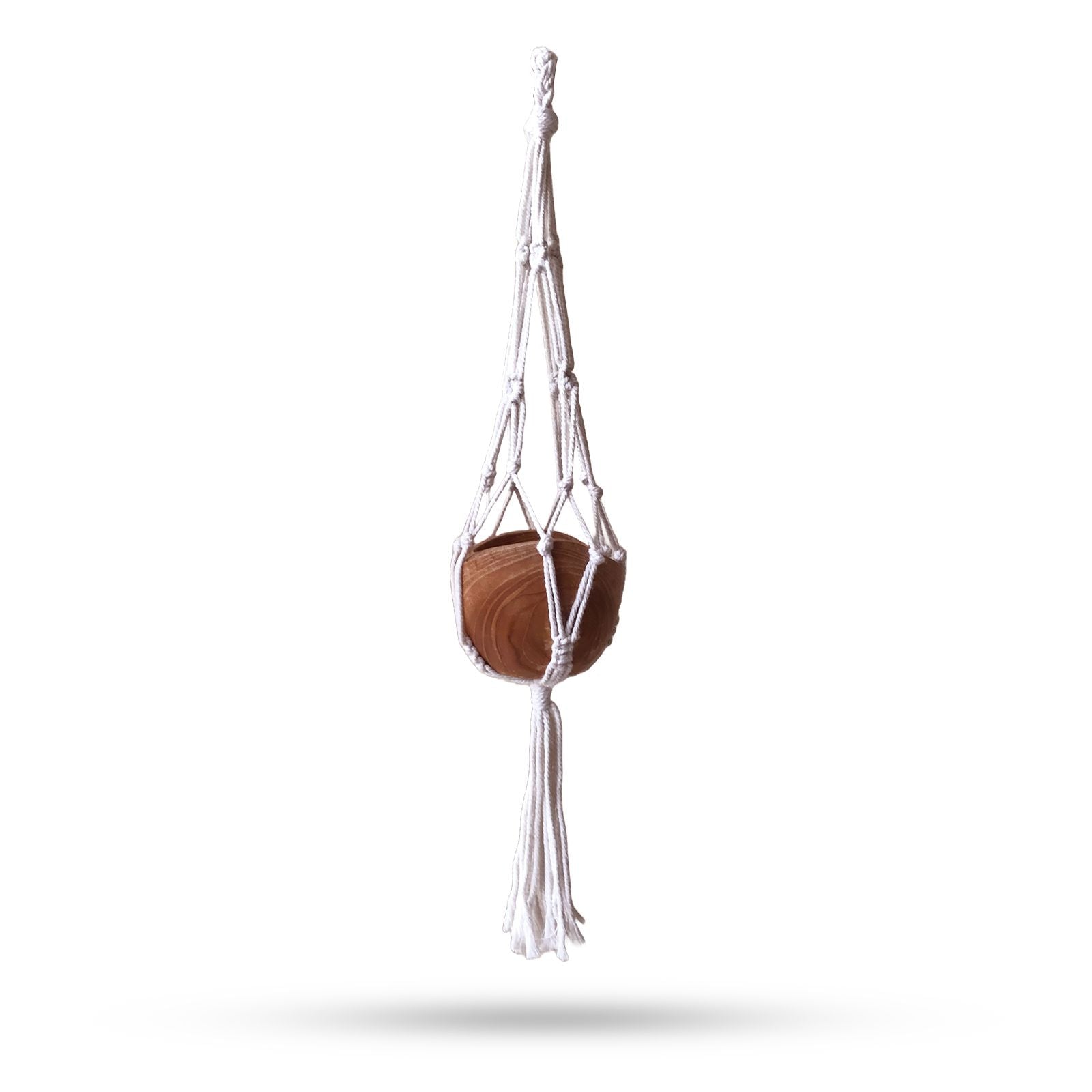 Macrame Small Drop Pot Holder Natural for Indoor Plant Display