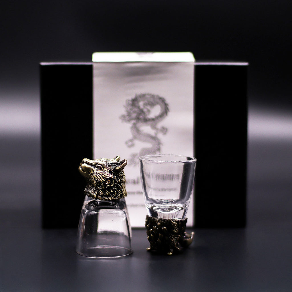 Gift Set of 6 Wild Forest Creatures Shot Glasses in Antique Bronze