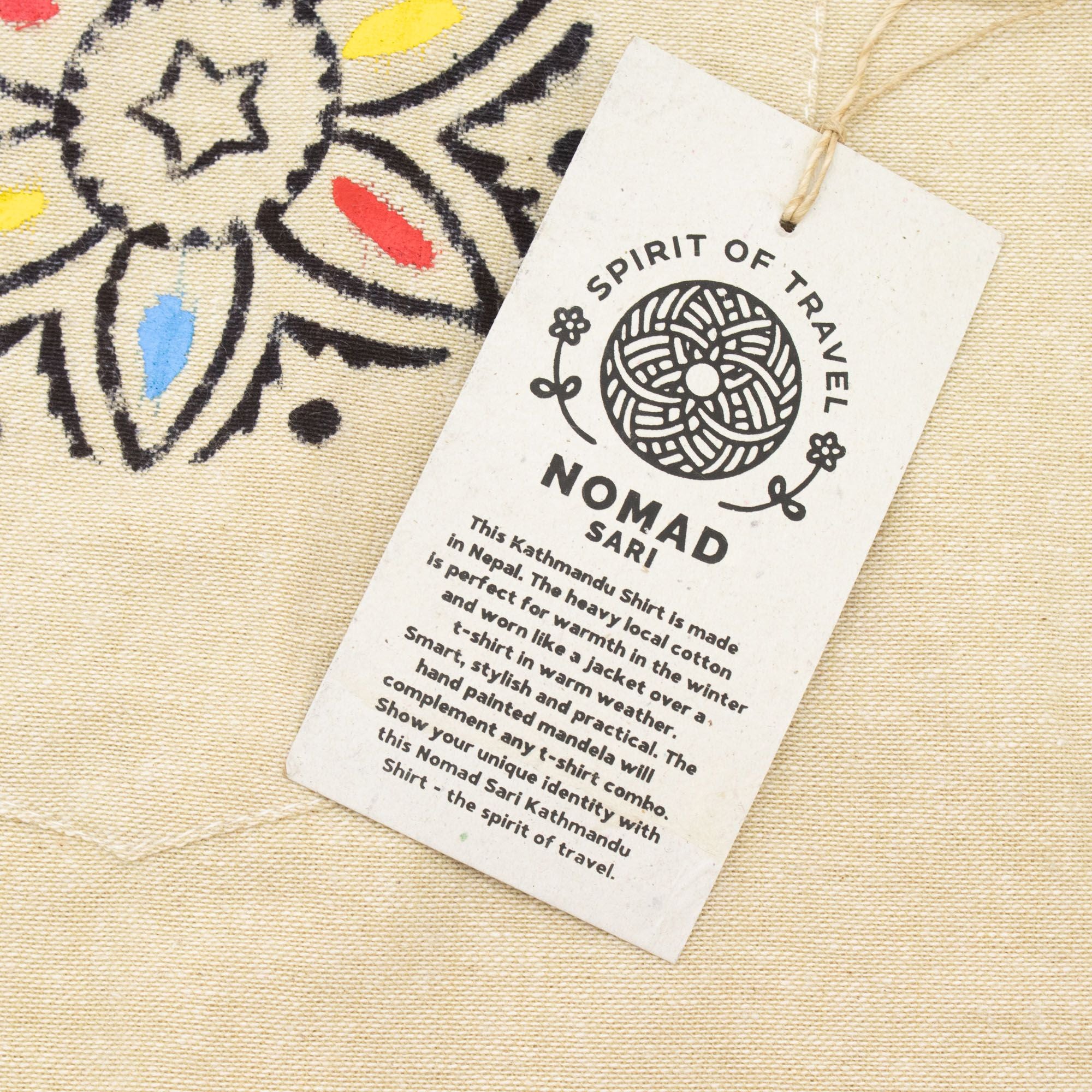 Nomad Sari Kathmandu Shirt in Stone with Hand Painted Pocket