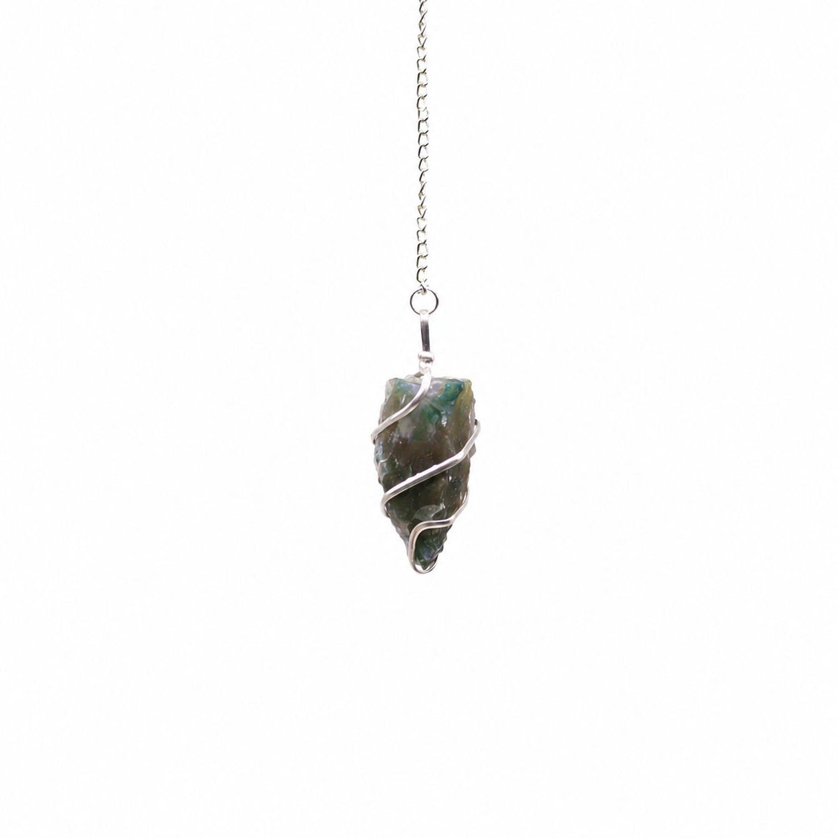 Raw Gemstone Pendulum - Moss Agate