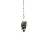 Raw Gemstone Pendulum - Moss Agate