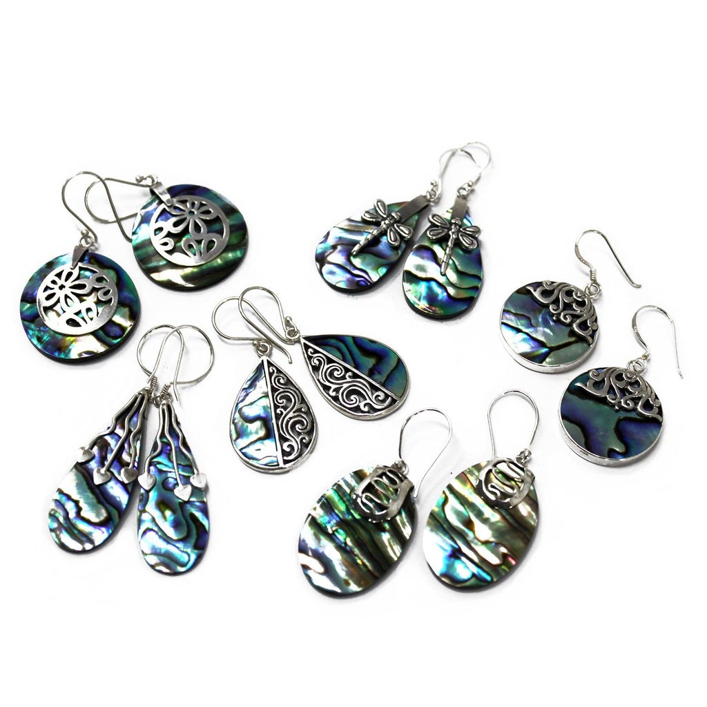 Shell and Silver Earrings with Classic Disc Design and Abalone