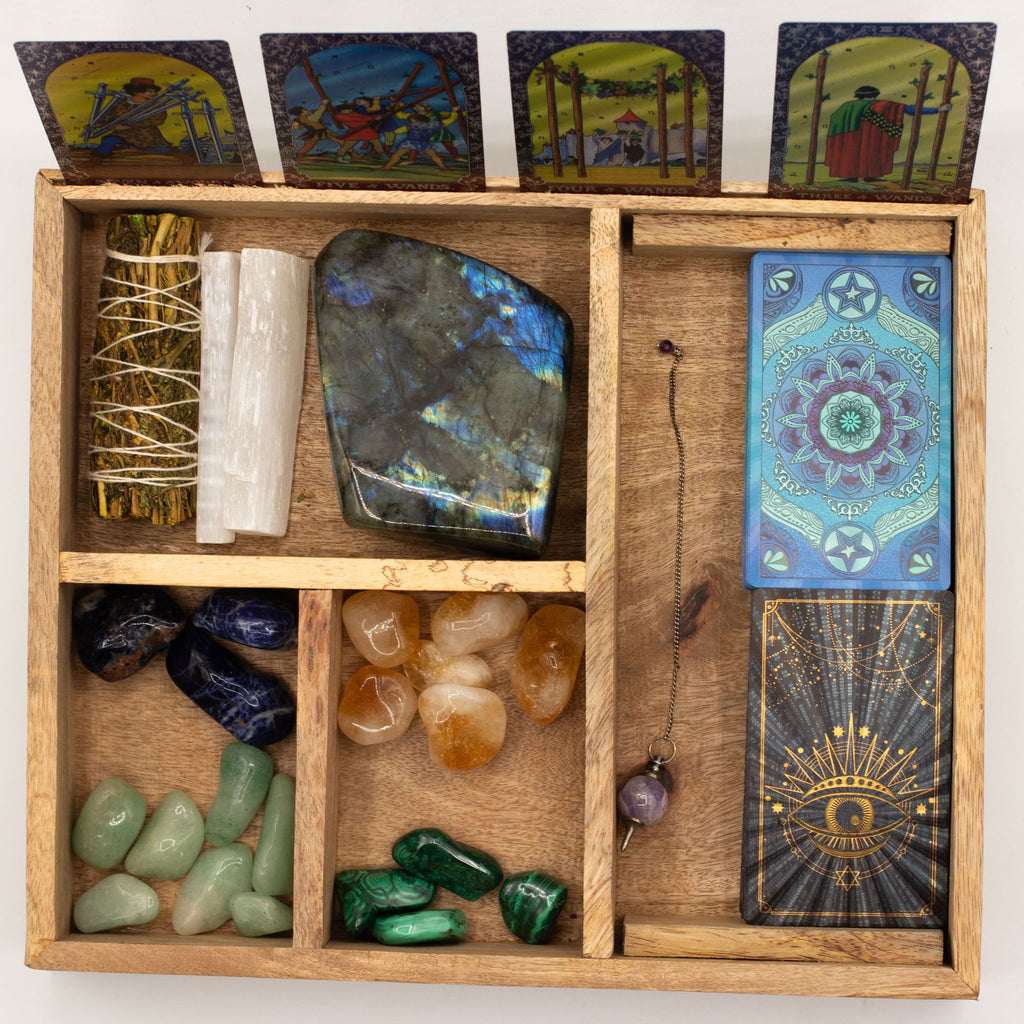 Four Section Tarot Box with Card Holder for Organised Readings