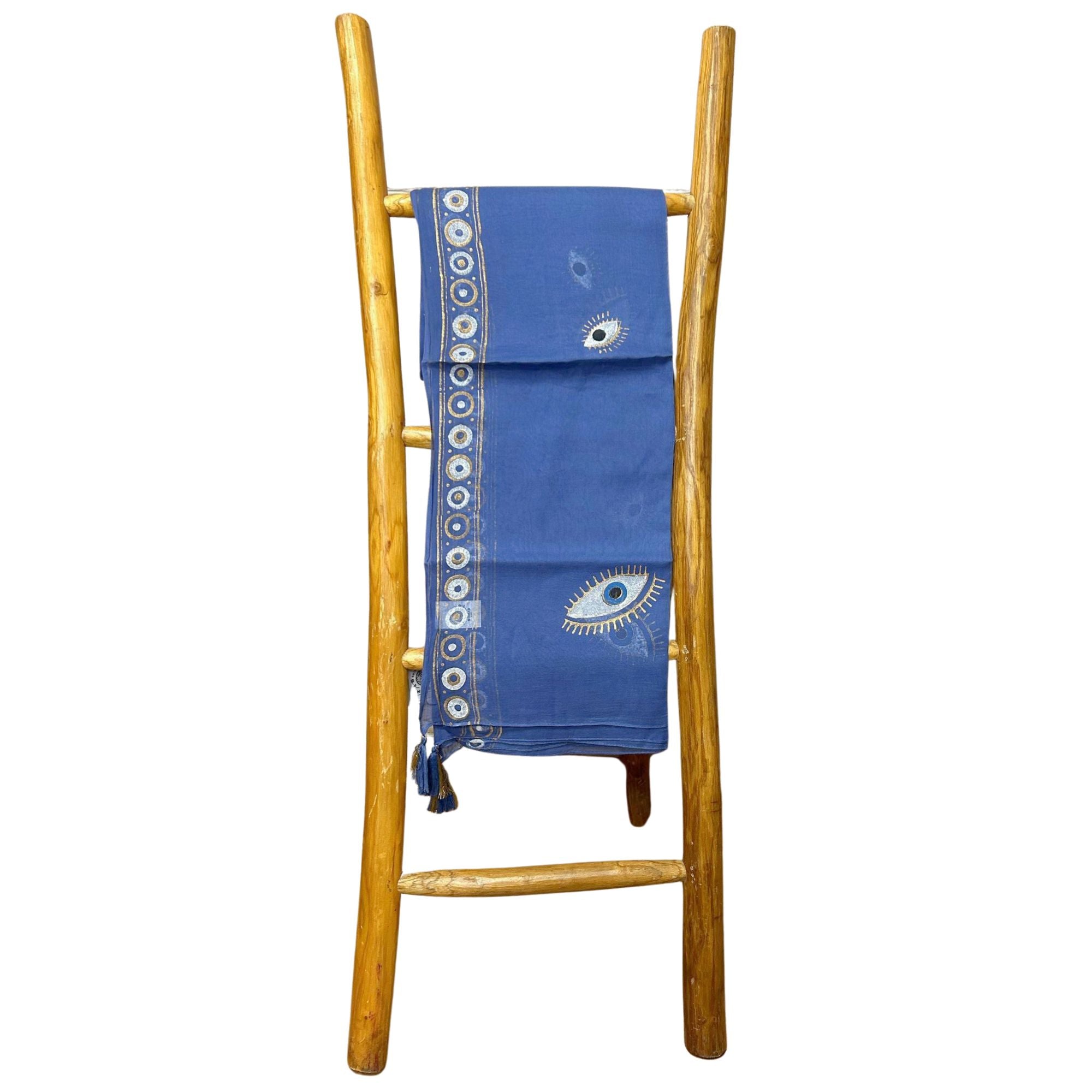 Nomad Sari Pareo in Rich Blue and Gold Evil Eye Print Design