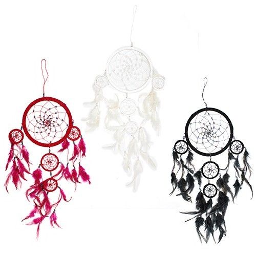 Bali Dreamcatchers Large Round Black White Red for Sweet Dreams